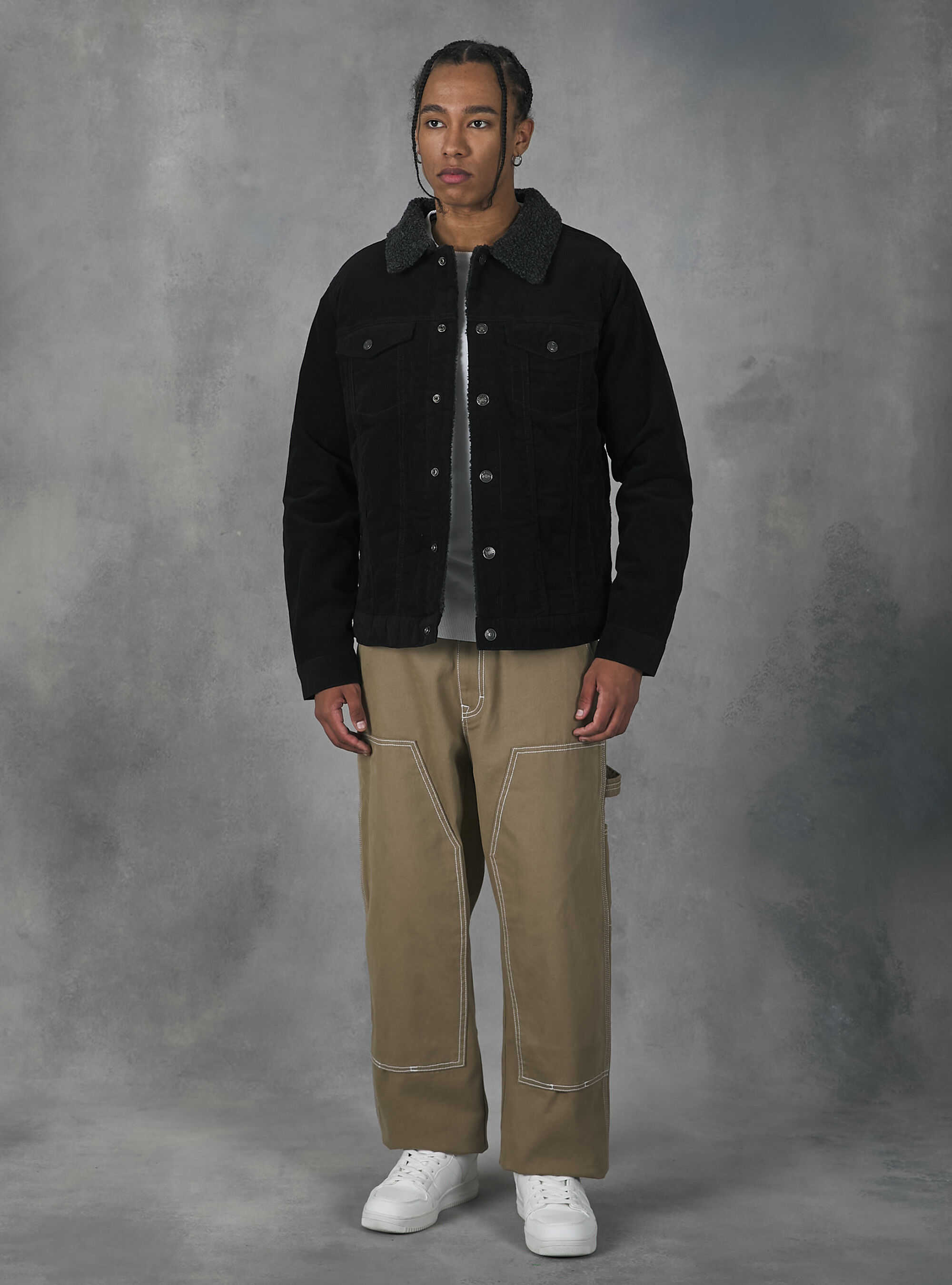 Men's black corduroy jacket discount