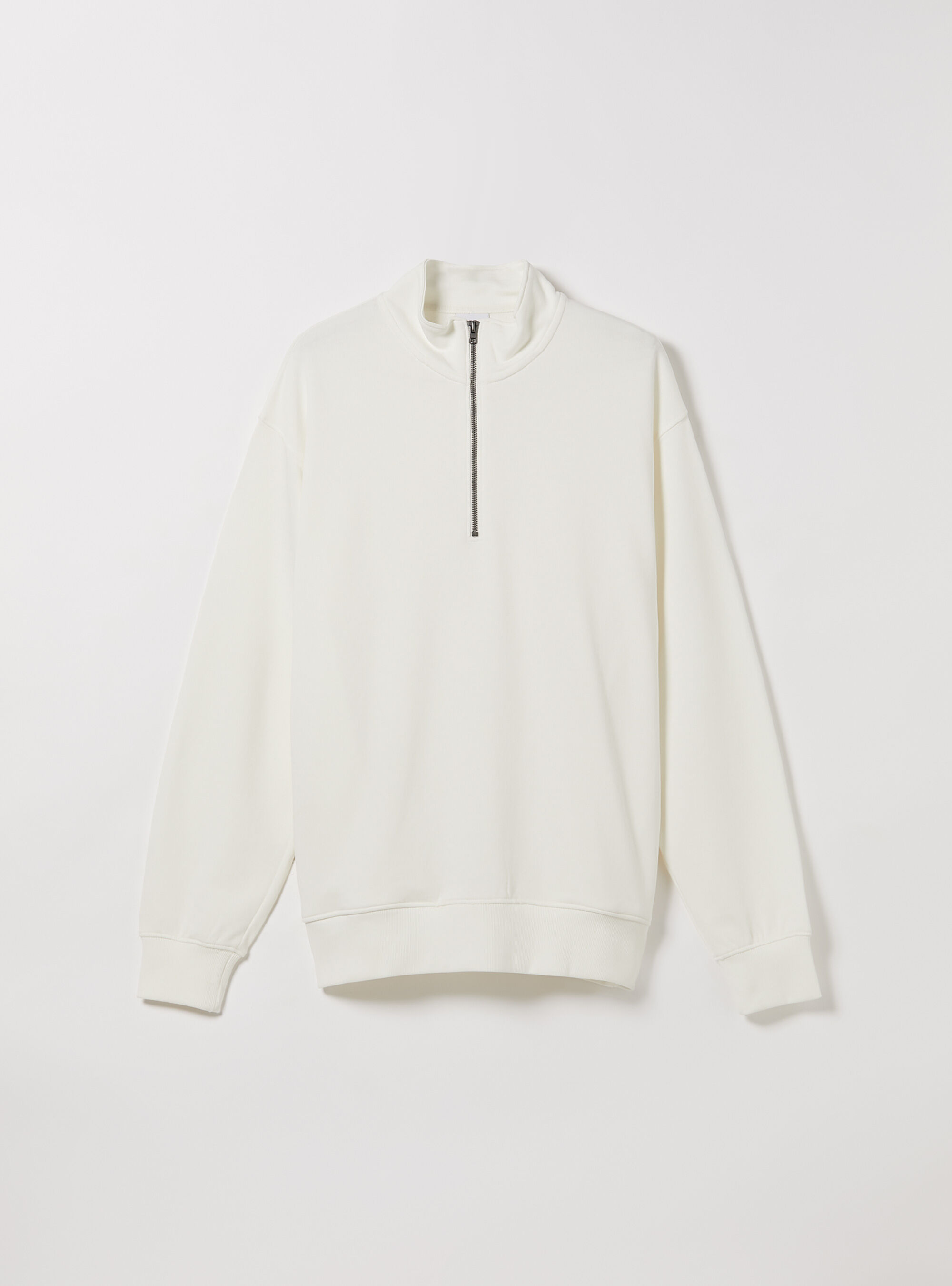 Sweatshirt zipp&eacute; &agrave; demi-collier, WH1 OFF WHITE