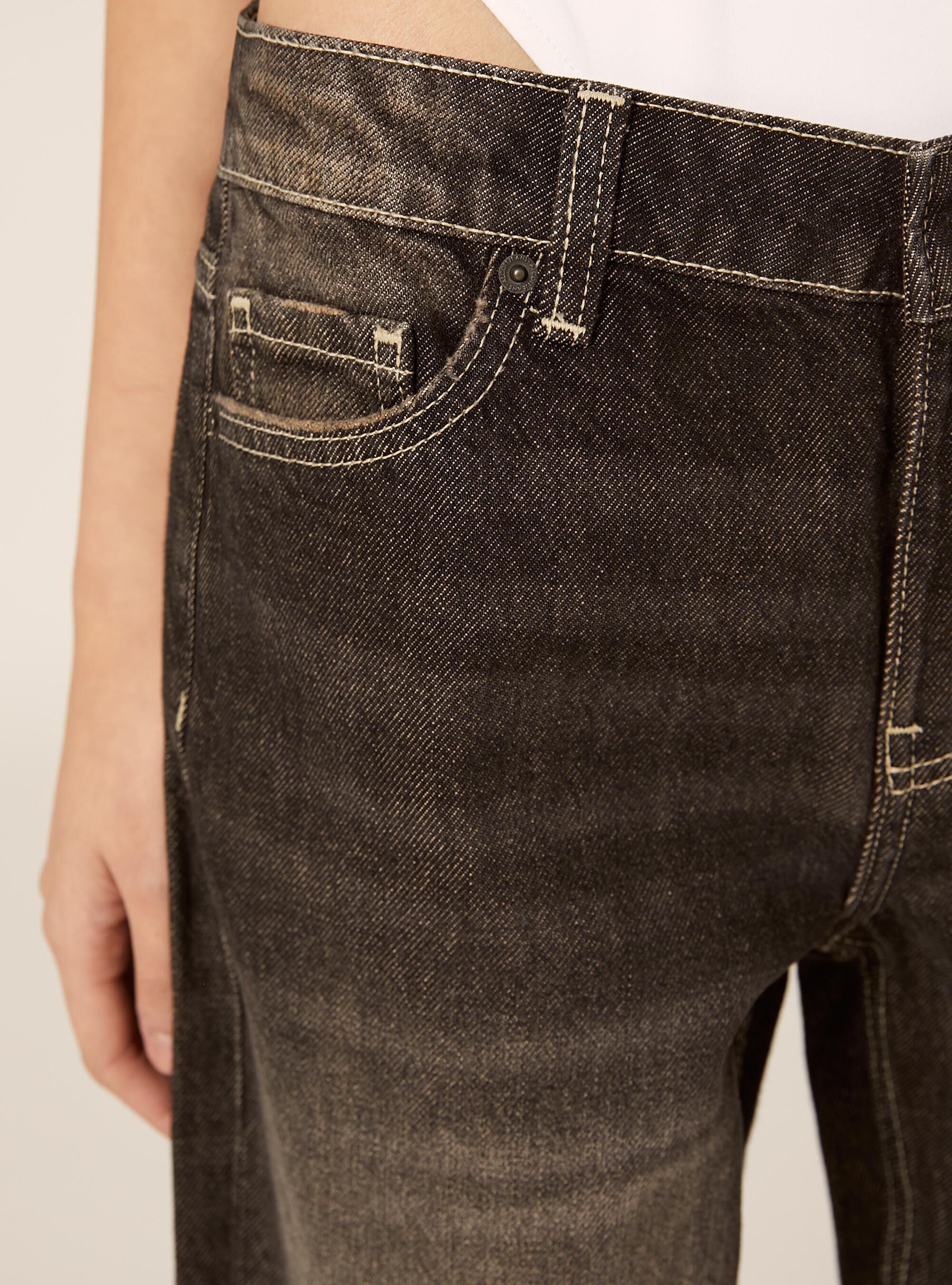 Jeans straight low waist, D000 BLACK