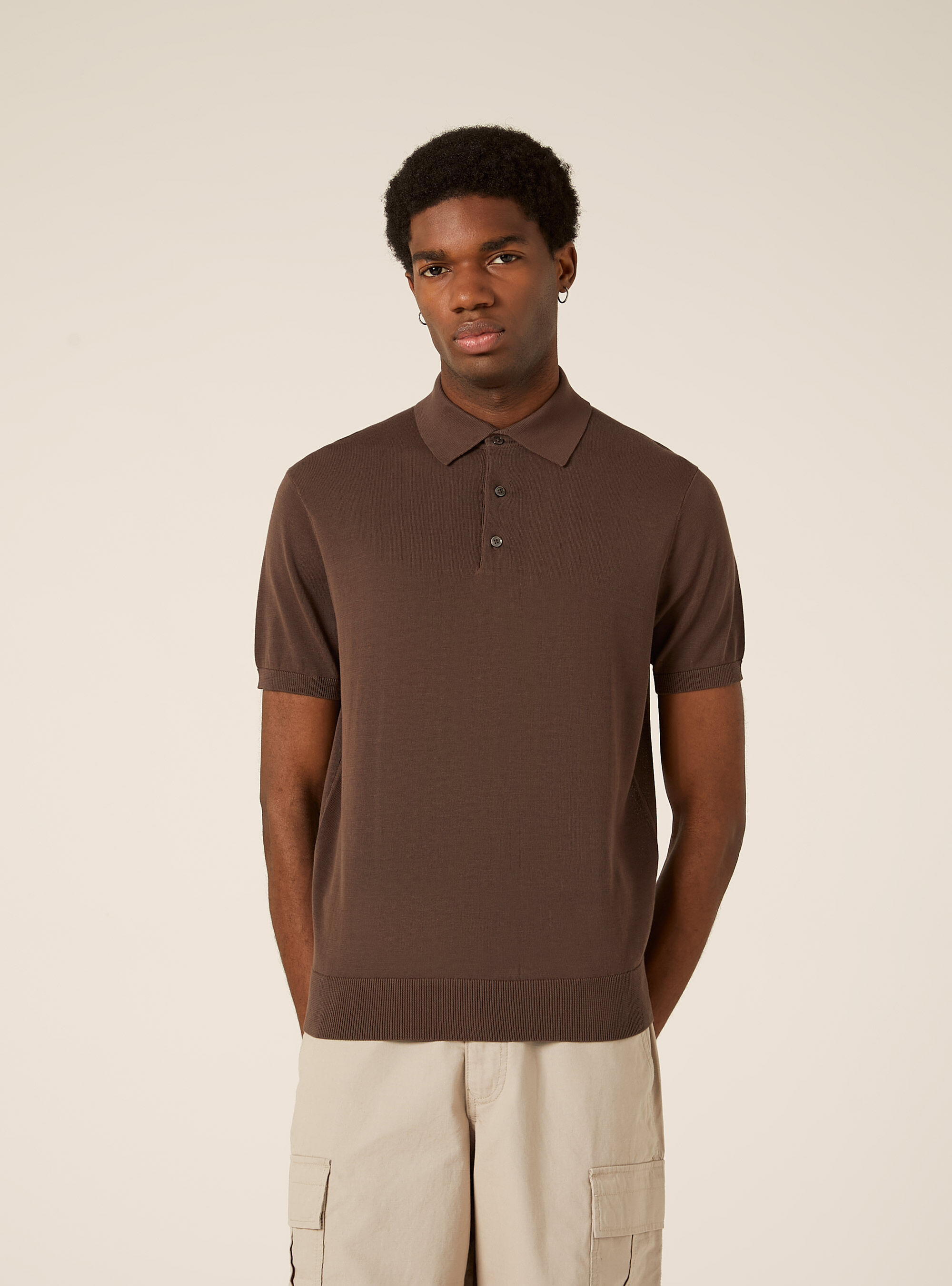 Extrafine cotton knit polo shirt
