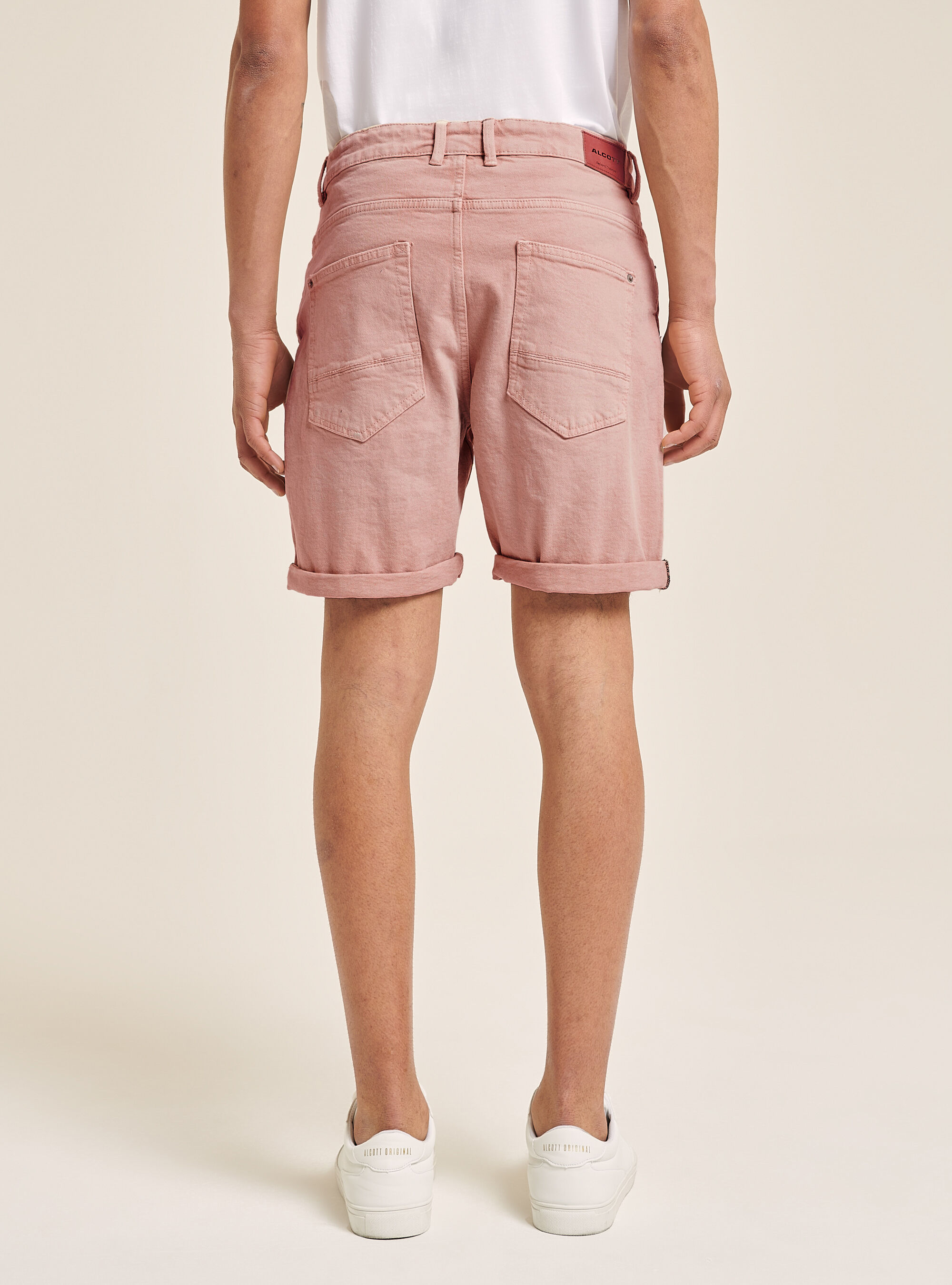 Bermudas de sarga de algod&oacute;n el&aacute;stico tenido en prenda, PK2 PINK MEDIUM