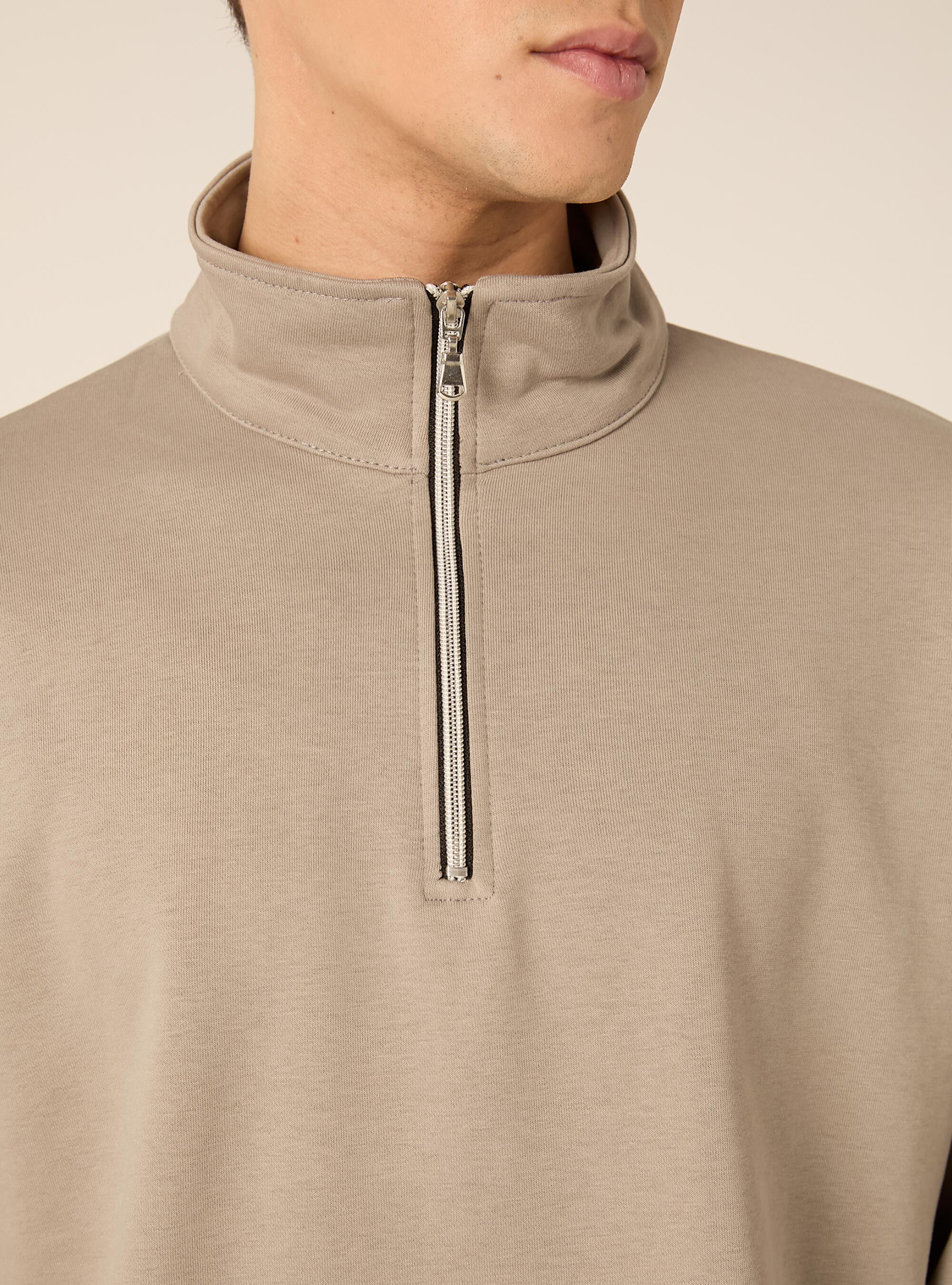 Felpa mezzo collo con zip boxy fit, GY2 GREY MEDIUM
