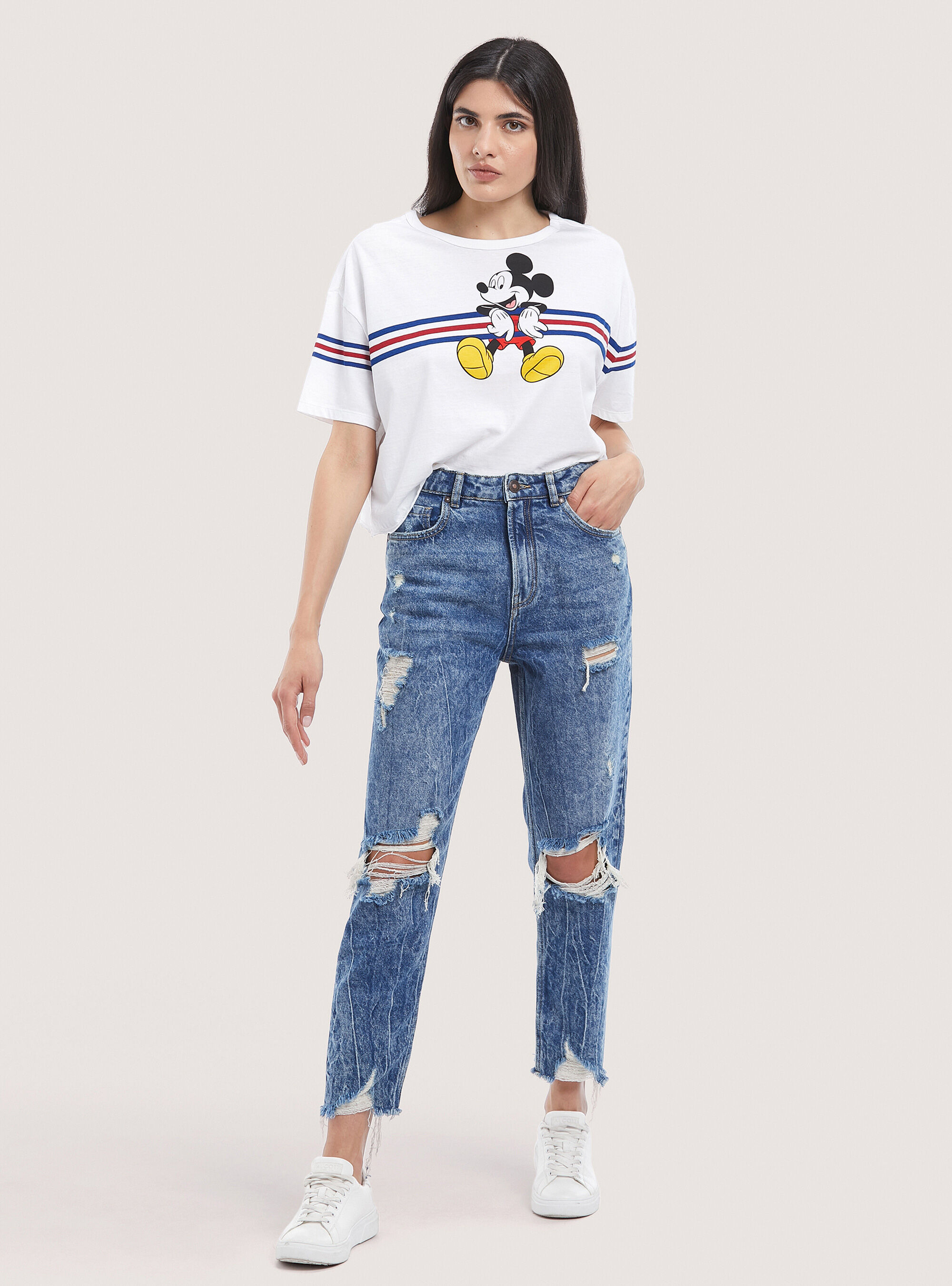 Mom jeans mickey mouse sales