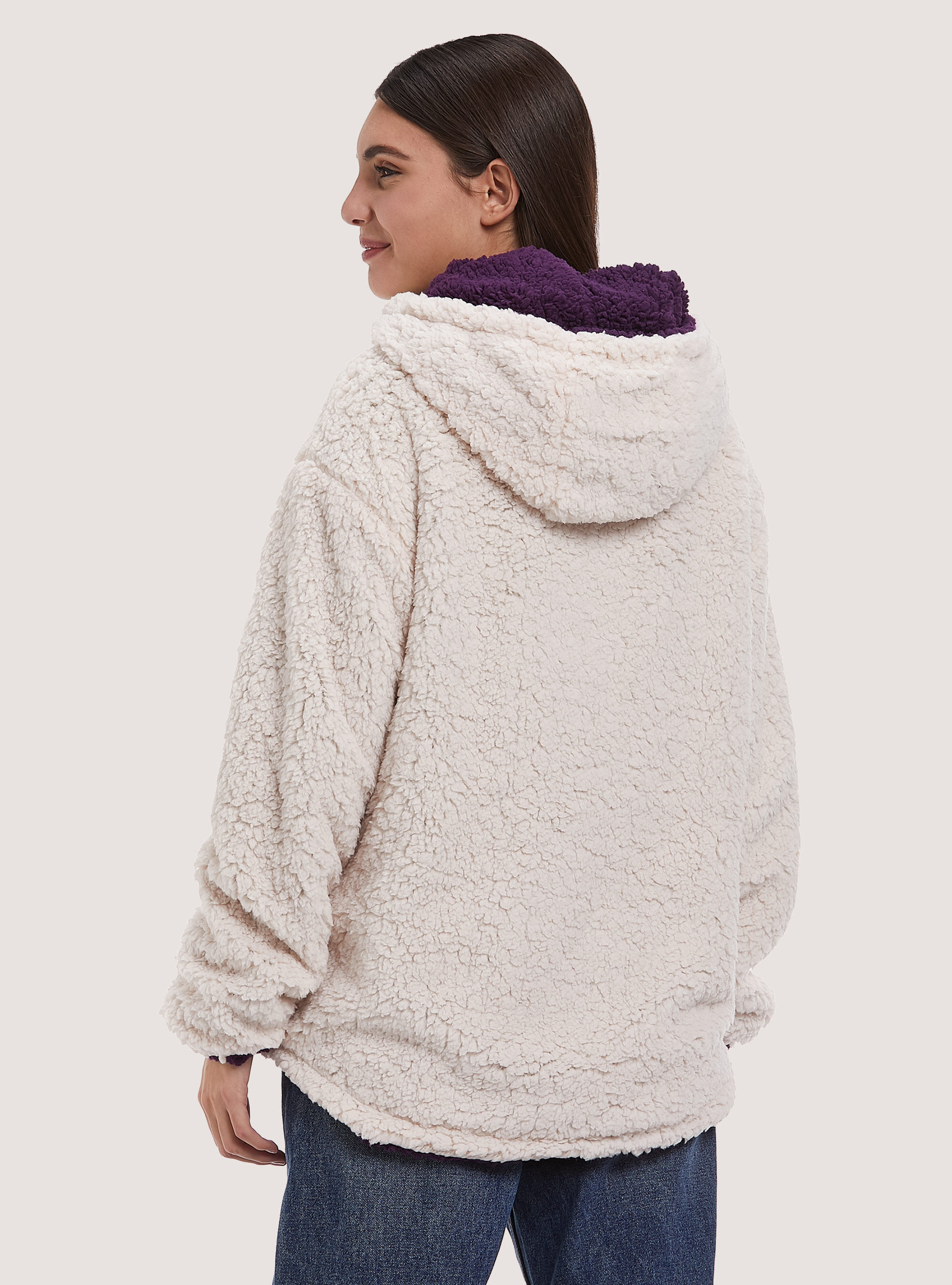 Giubbotto bomber in teddy, WH1 OFF WHITE