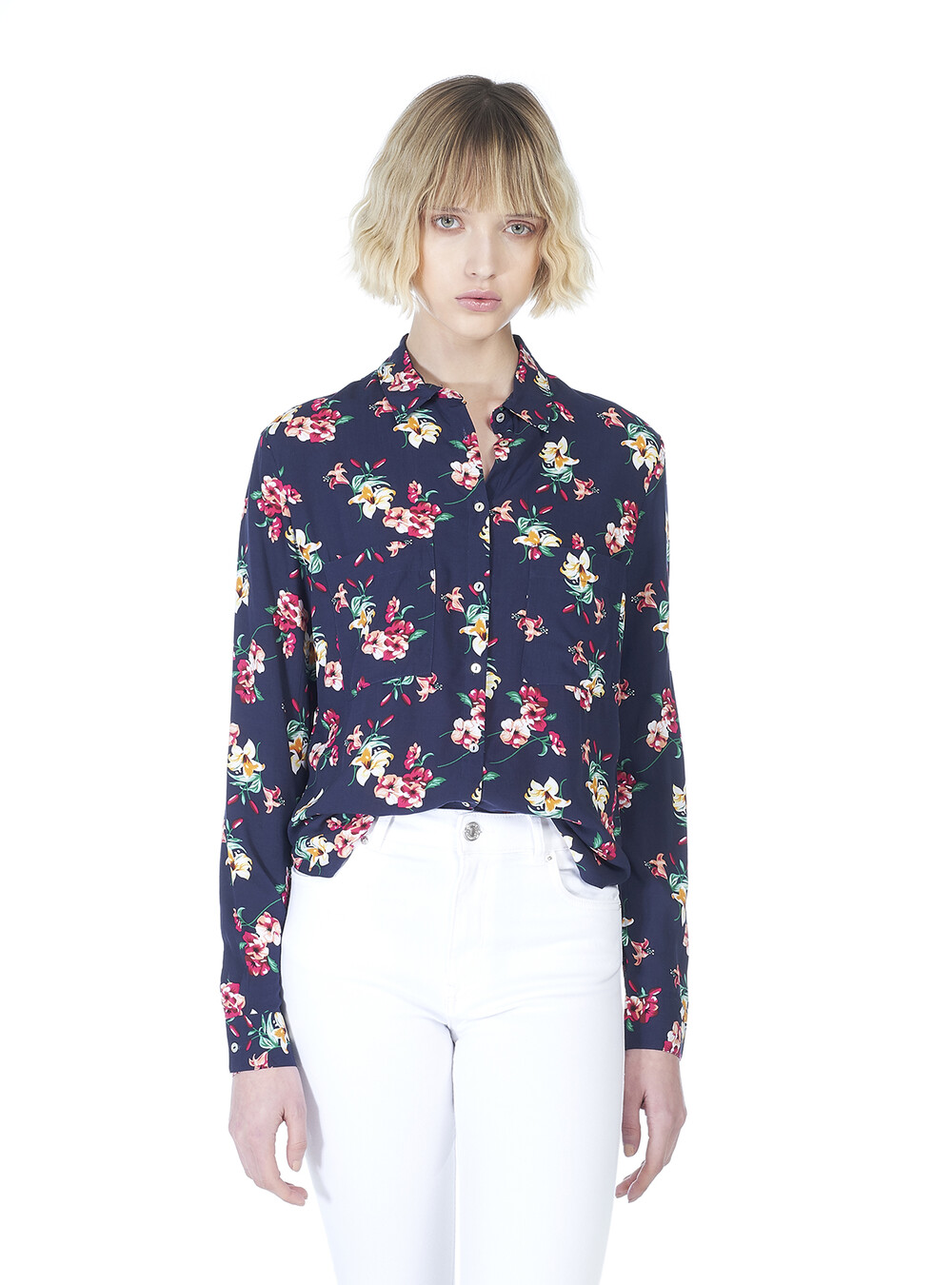 Camicia fit morbido con stampa a fiori - Main Image