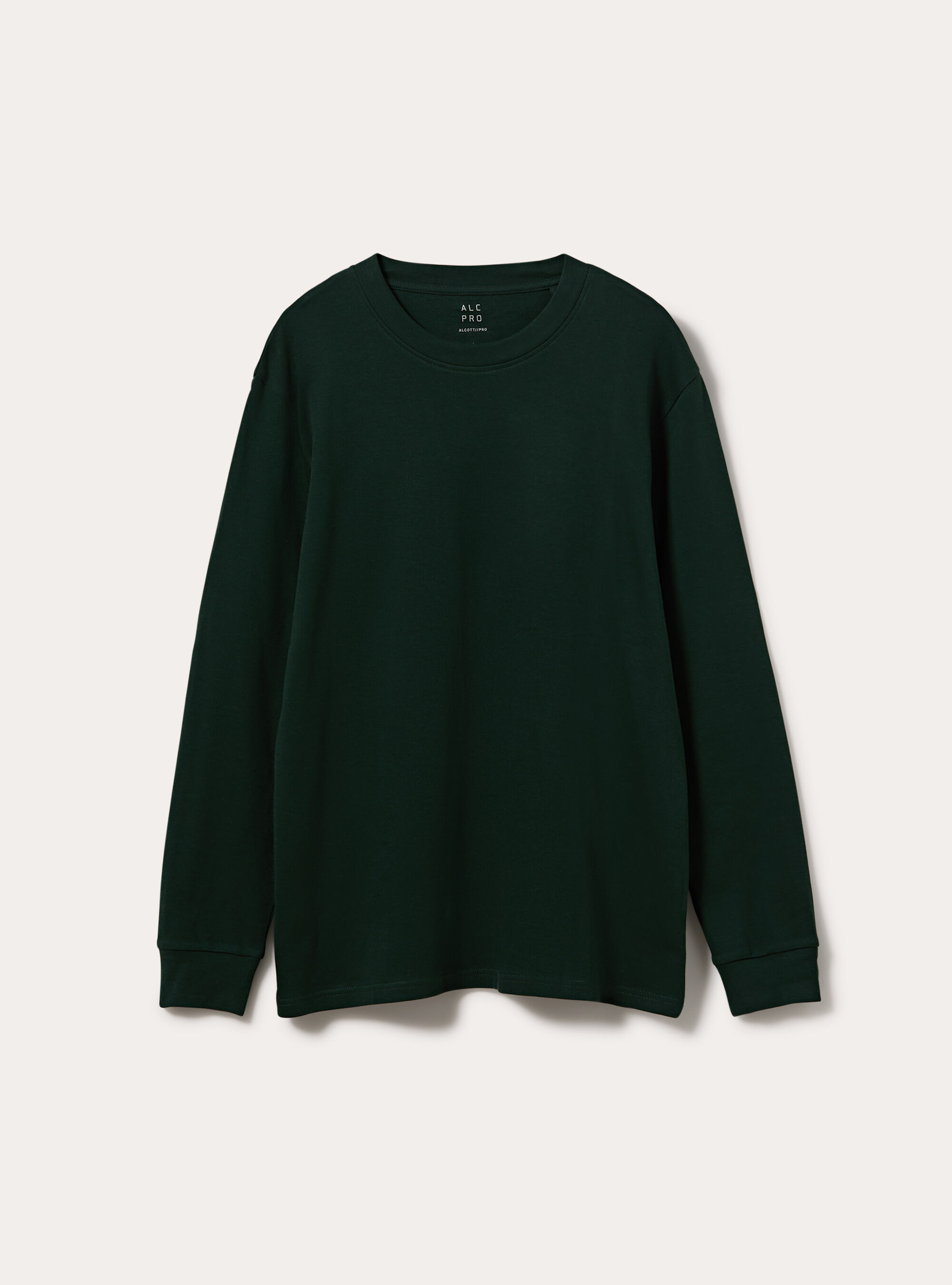 Maglia girocollo maniche lunghe interlock, VERDE SCURO