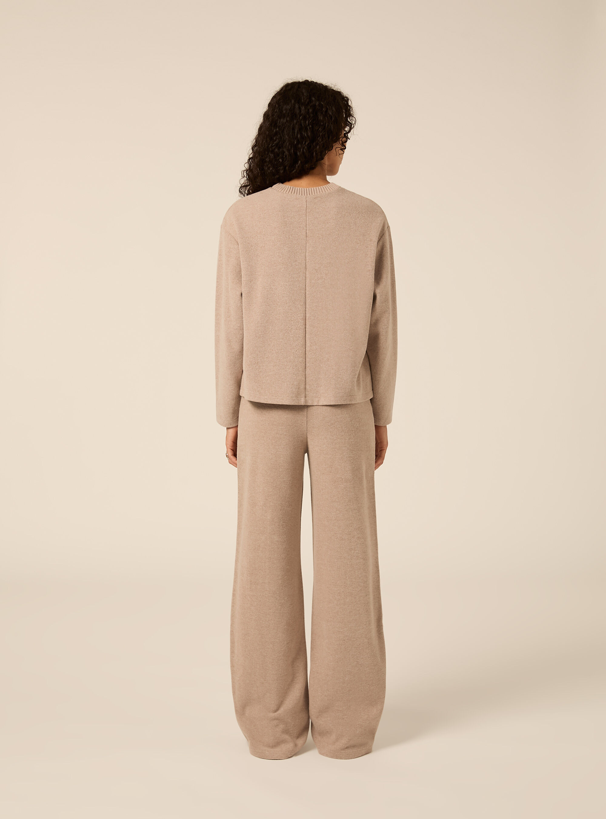 Pantaloni in maglia con nervatura, MBG2 BEIGE MEL MED