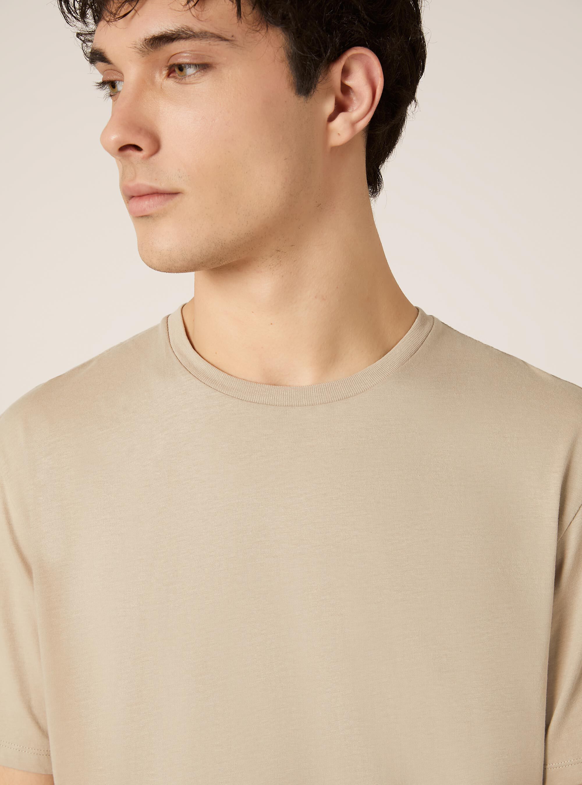 Camiseta de algod&oacute;n con cuello redondo, BG2 BEIGE MEDIUM
