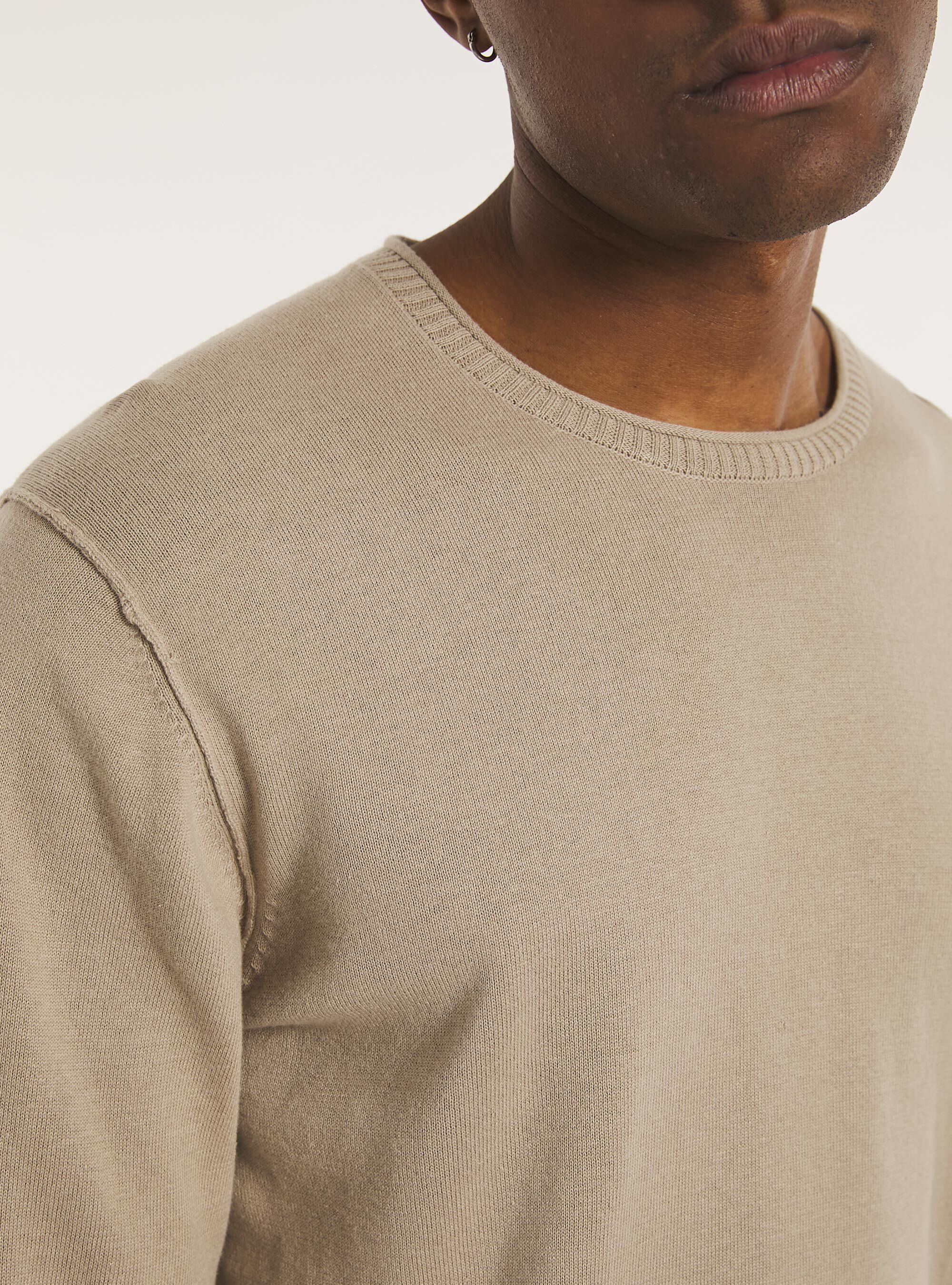 Round-neck cotton pullover, BG2 BEIGE MEDIUM
