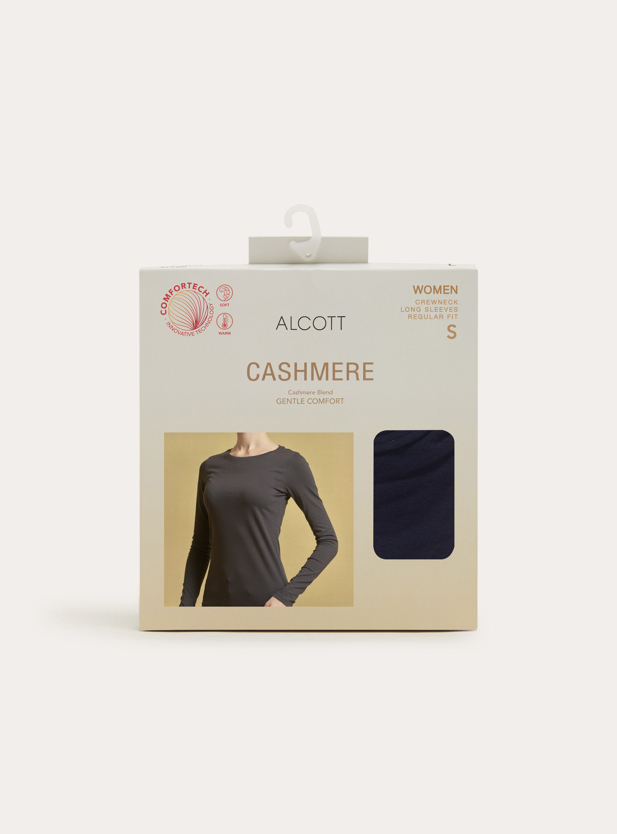 Long sleeve cashmere blend crew neck top