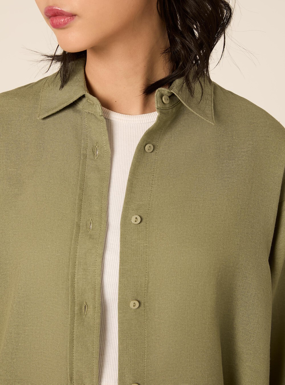 Linen-blend shirt, KY2 KAKY MEDIUM