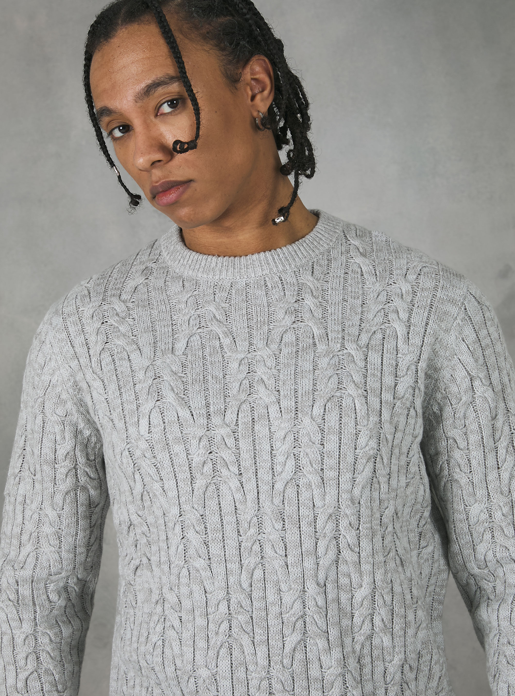 Crew neck pullover with braids Alcott Men s Sweaters