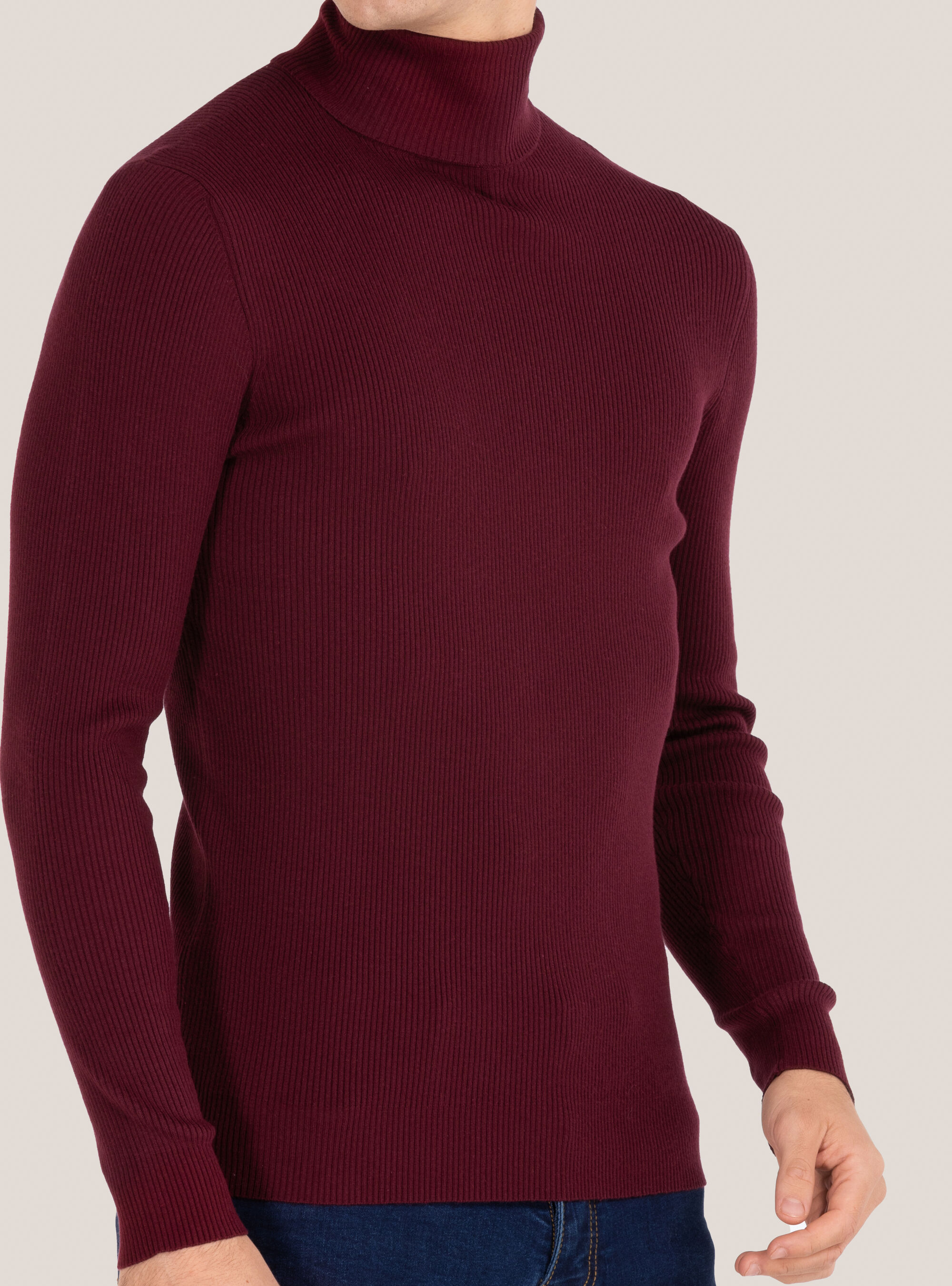 Jersey de cuello alto acanalado, BURDEOS