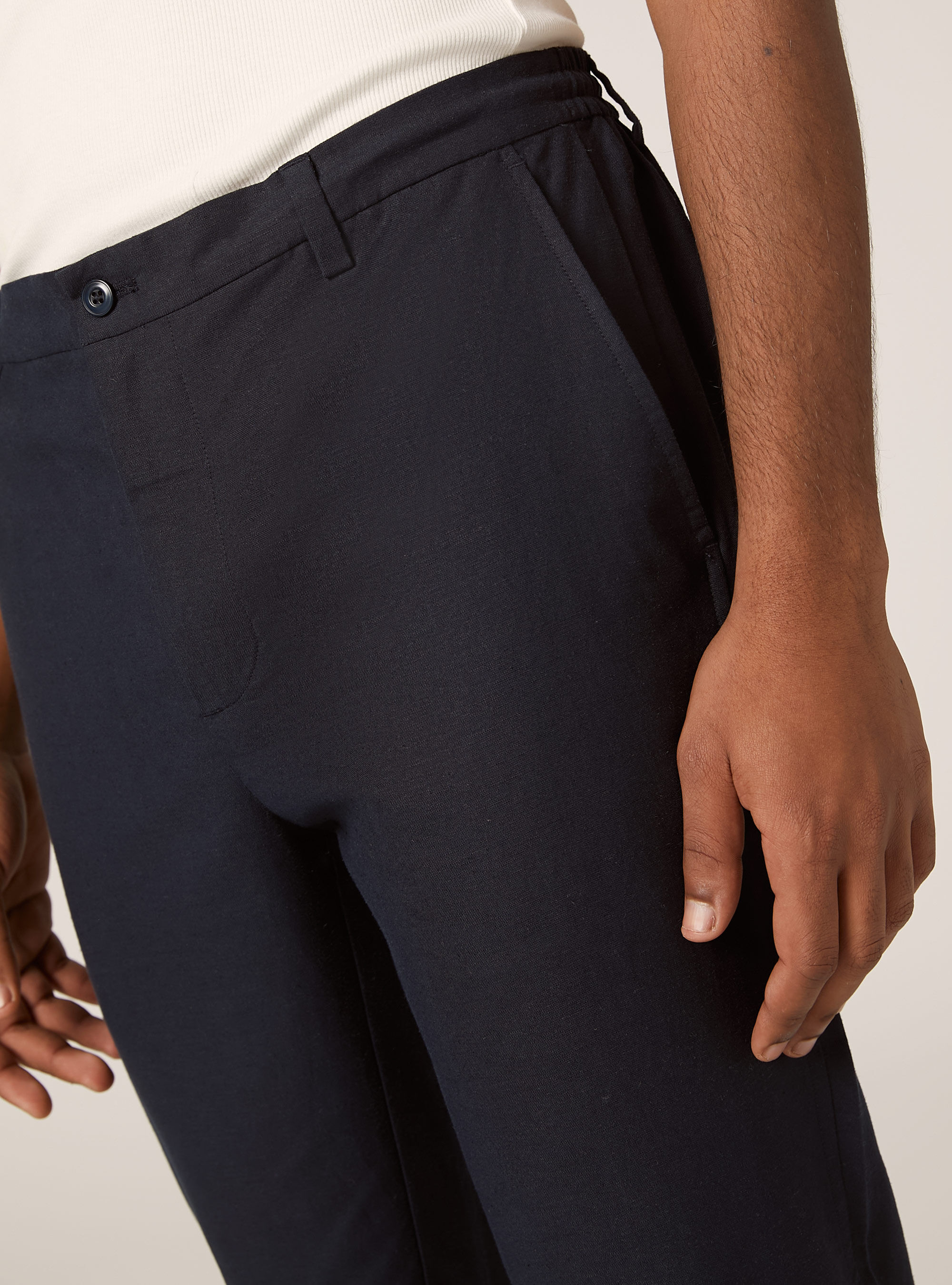 Linen blend chinos, NA2 NAVY MEDIUM