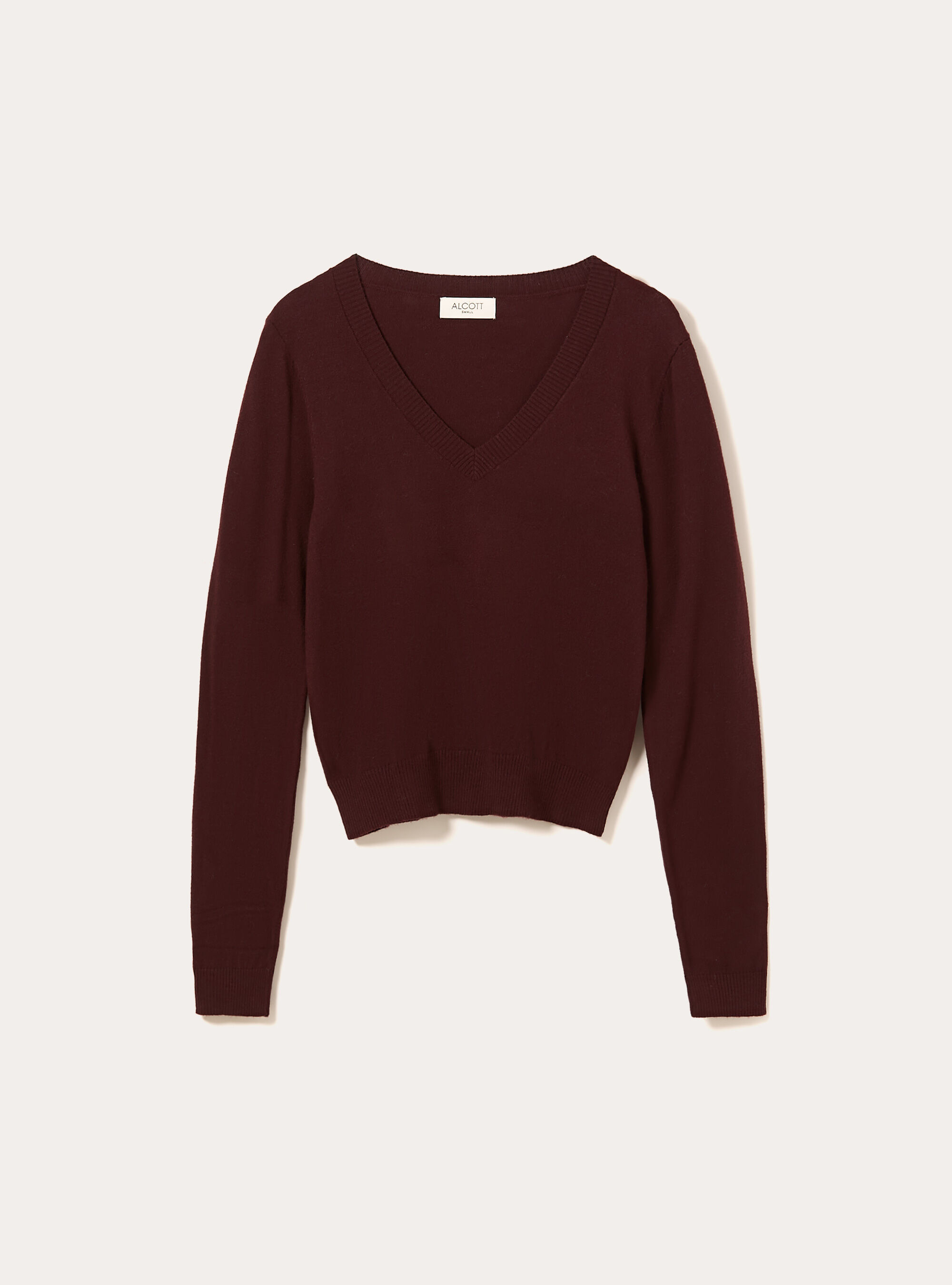 Boxy fit V-neck pullover, BO1 BORDEAUX DARK