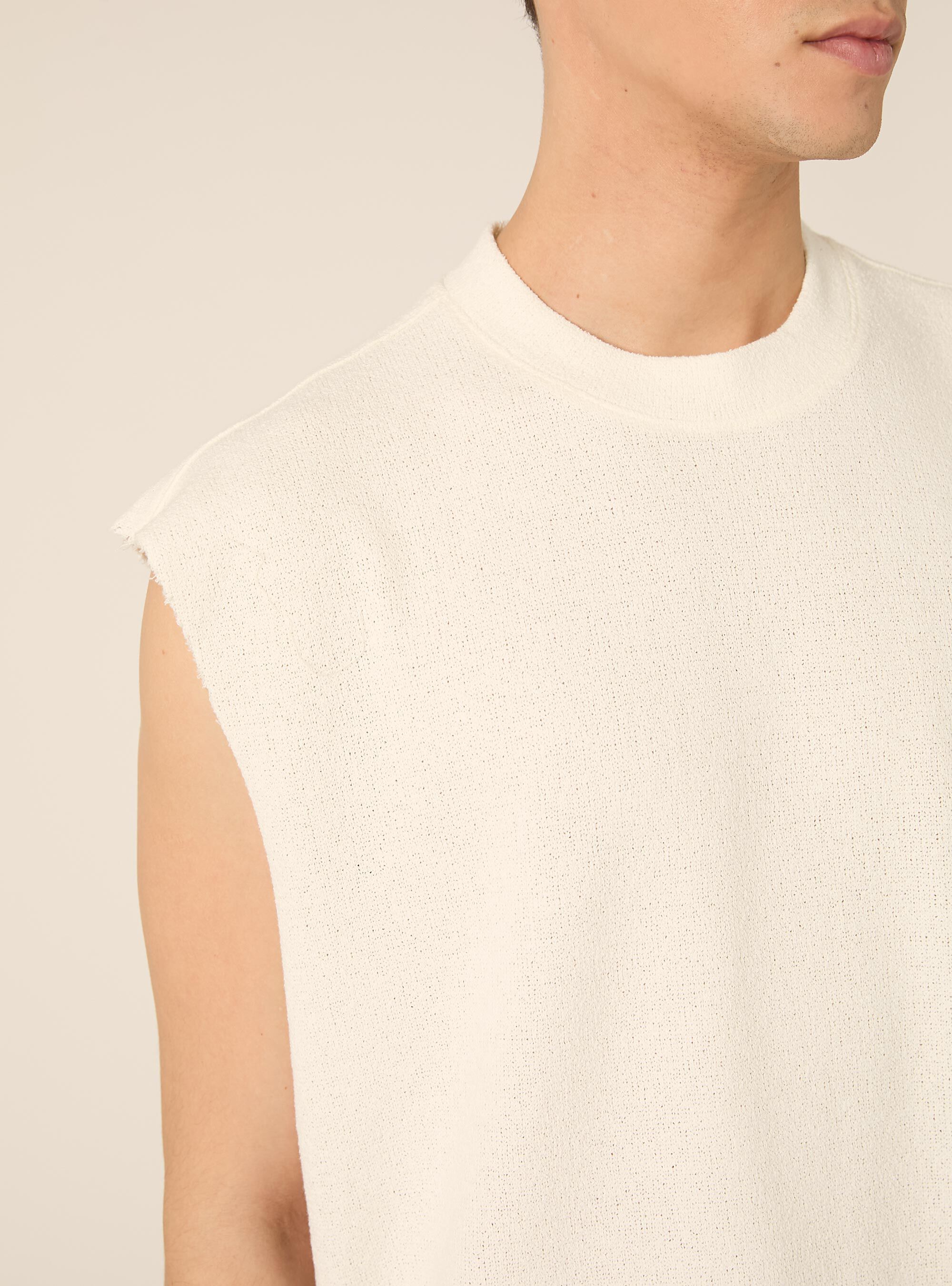 Canotta boxy fit  effetto maglia, WH1 OFF WHITE