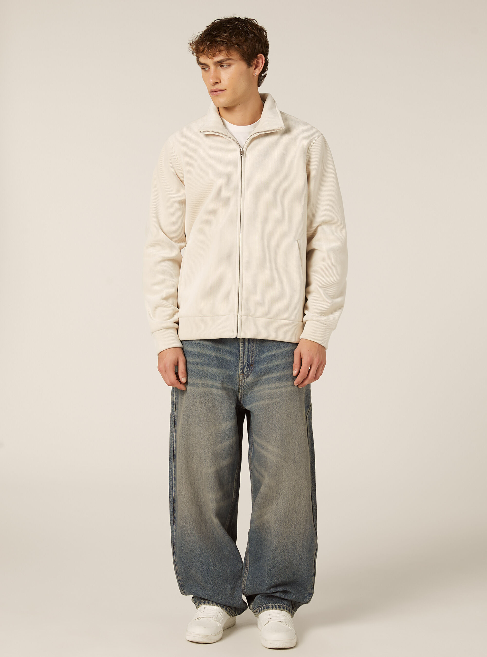 Corduroy zip-up sweatshirt