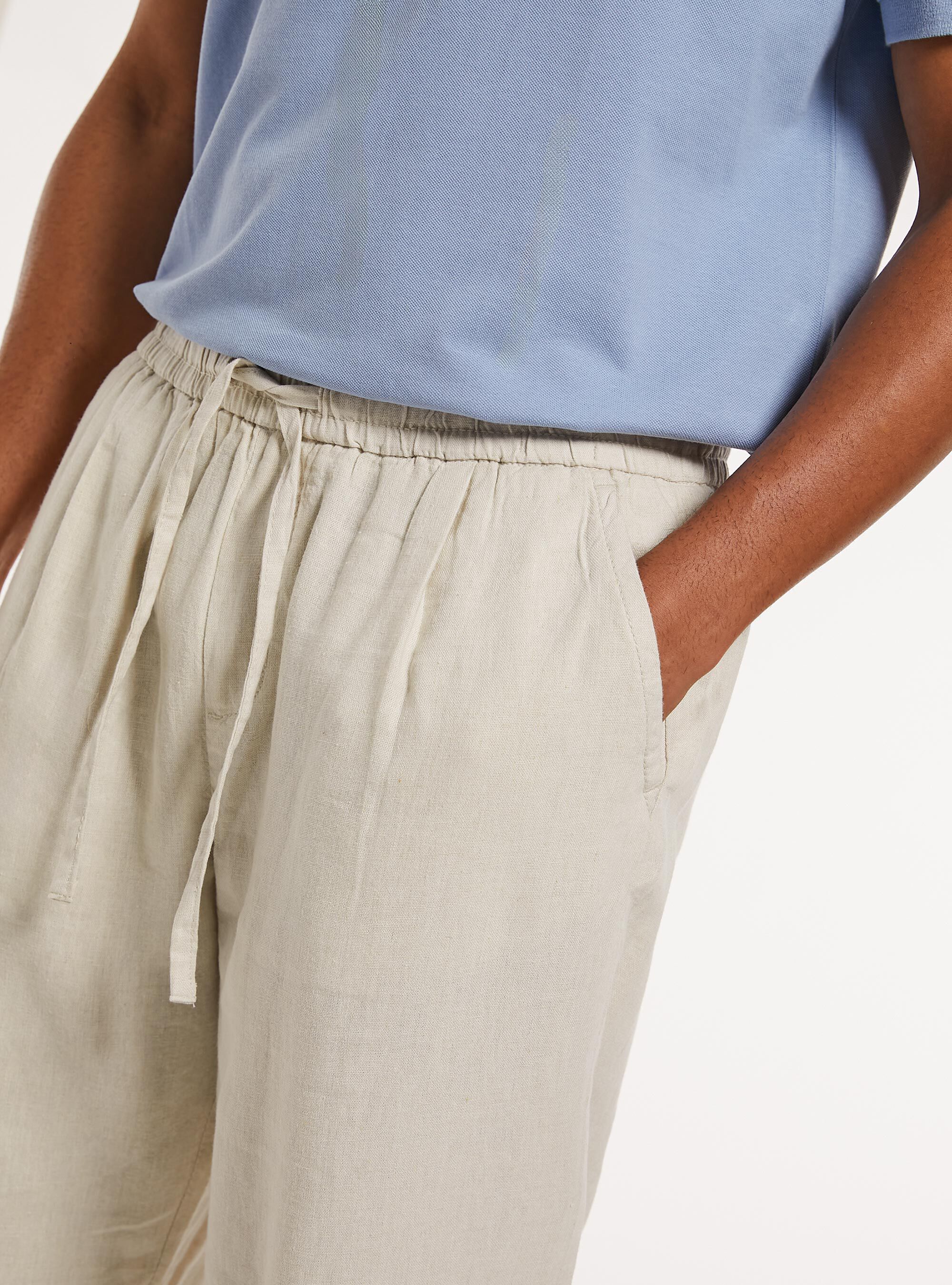Pantalon jogger en lin, SA3 SAND LIGHT