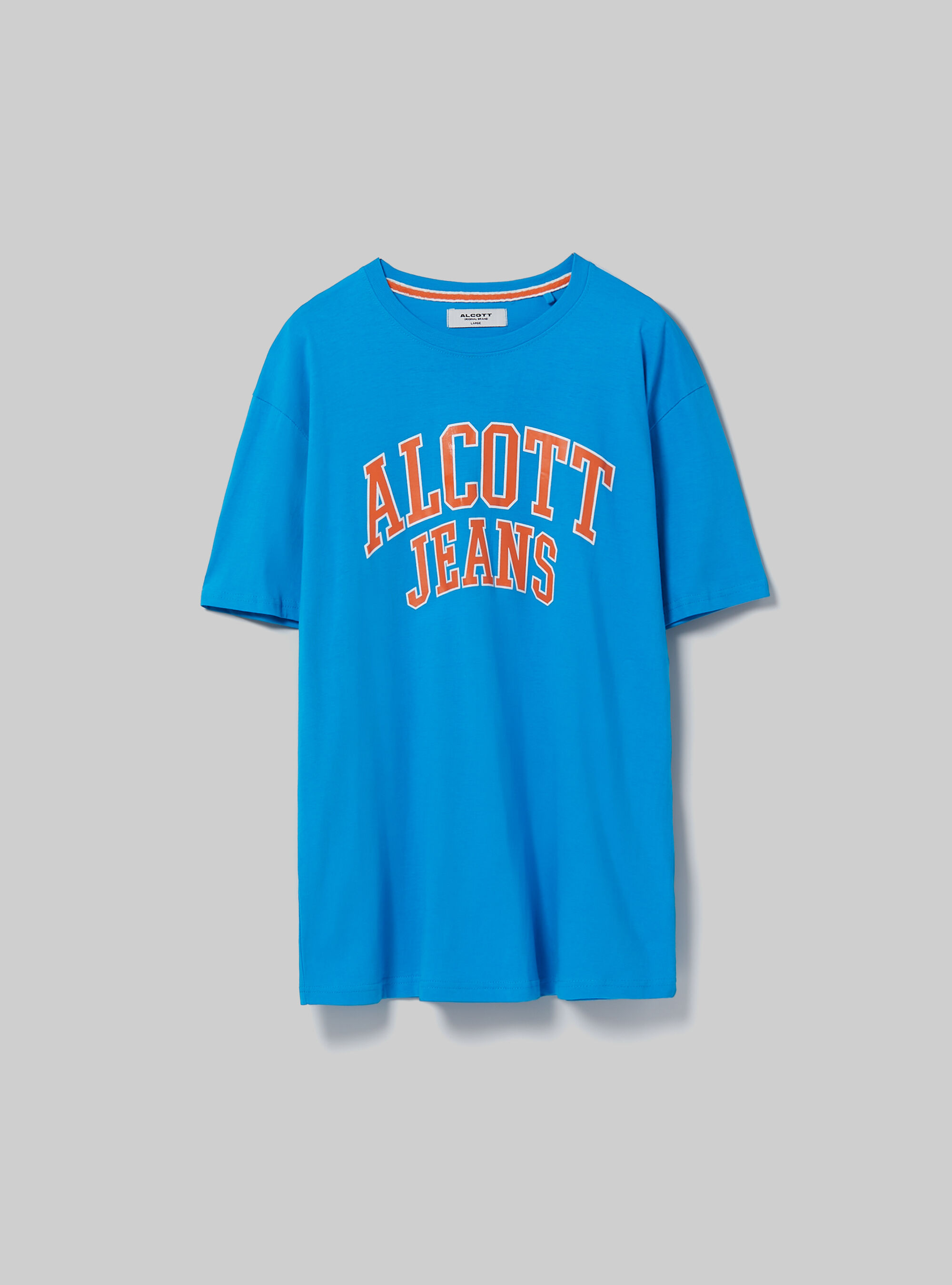 T-shirt en coton avec imprim&eacute;, C2330 AZZURRE