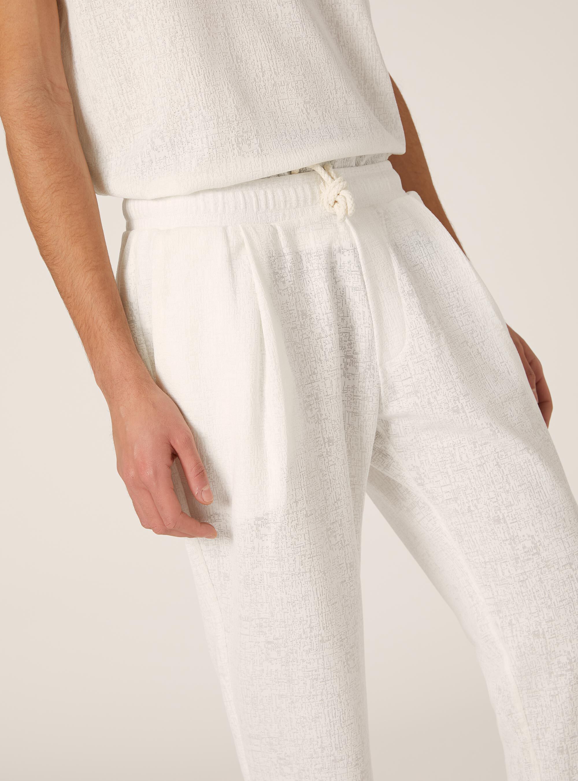 Textured and drawstring pants, WH1 OFF WHITE