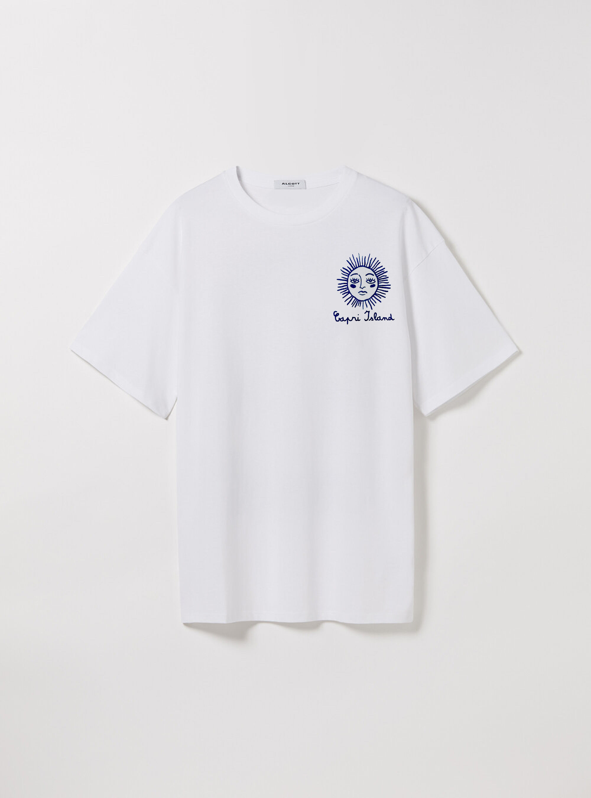 T-shirt con stampa sole capri island, WH2 WHITE