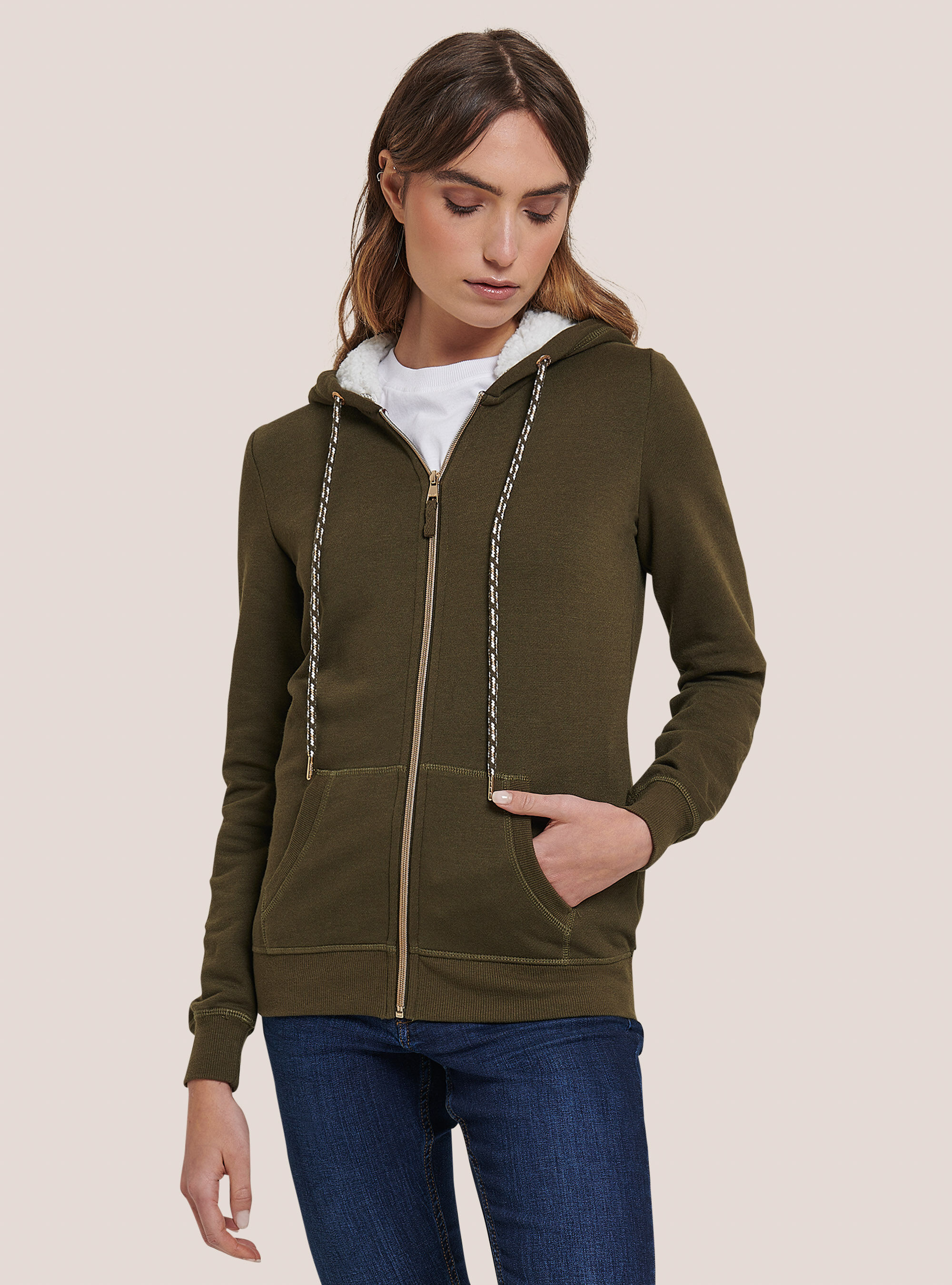 Women's hoodie clearance with fur inside