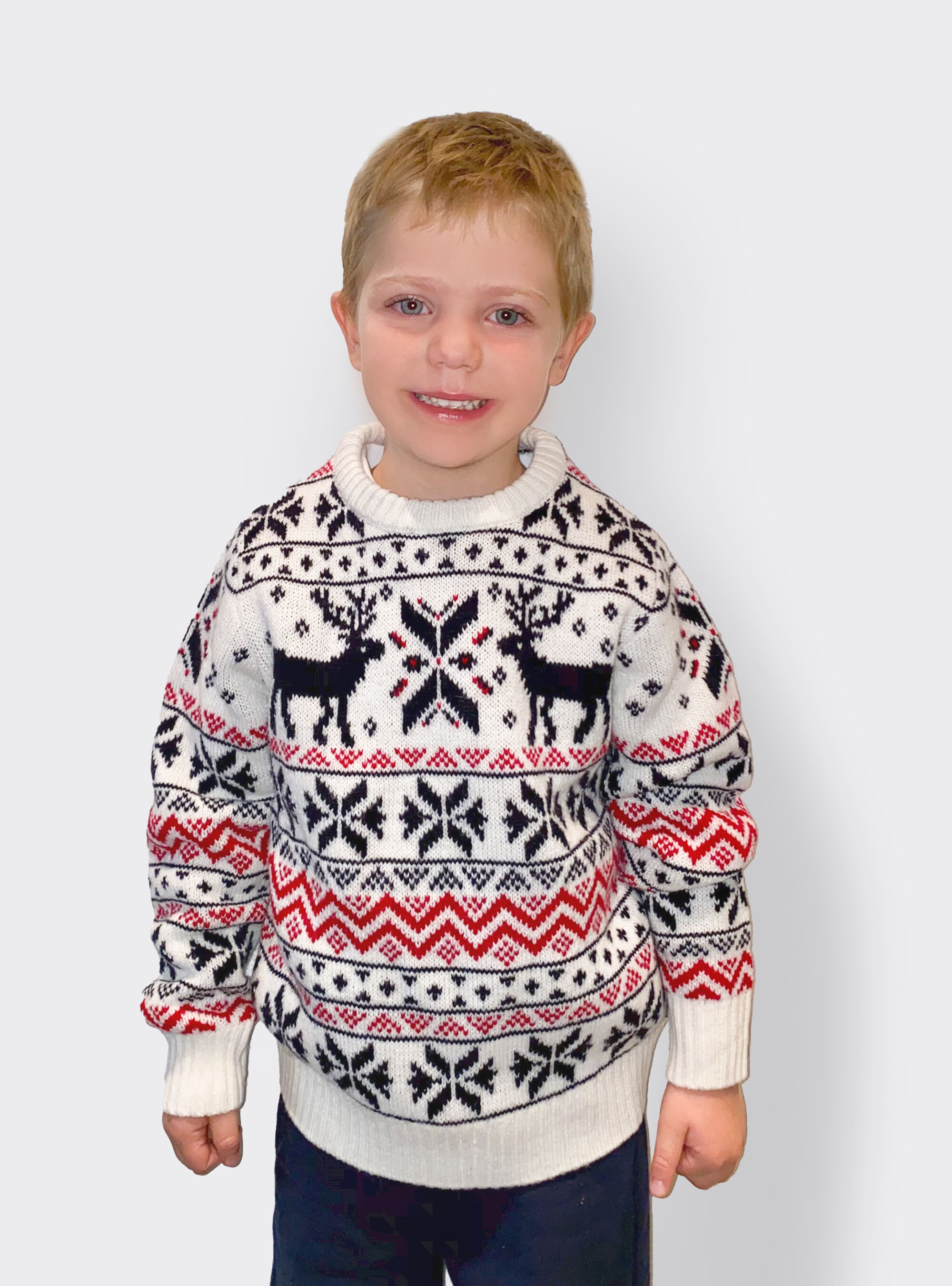Mixed wool Christmas pullover for kid, BLUE NAVY