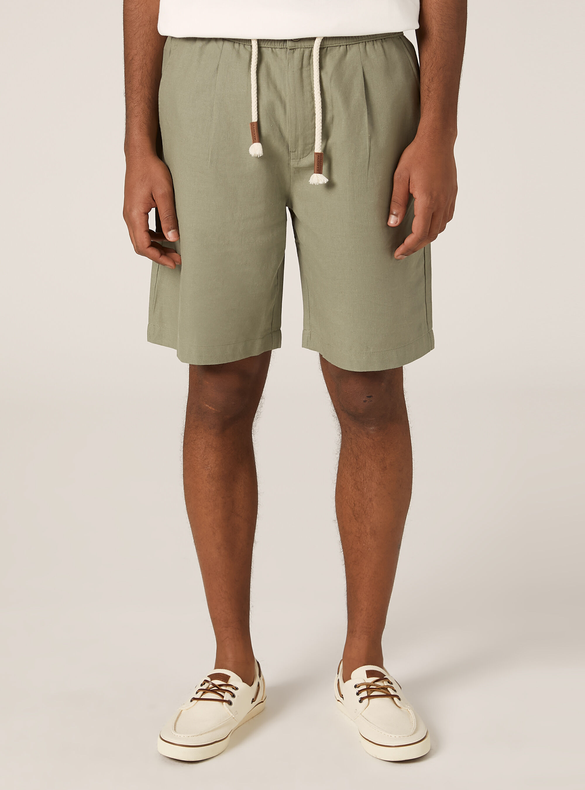 Linen Bermuda Shorts with Drawstring, KY2 KAKY MEDIUM