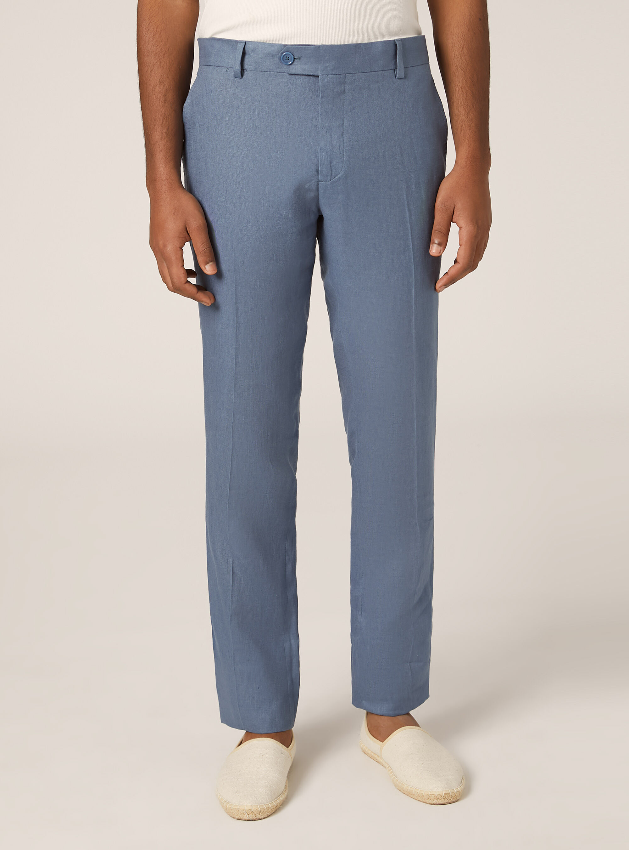 Pure linen pants, OB2 BLUE OIL MED.