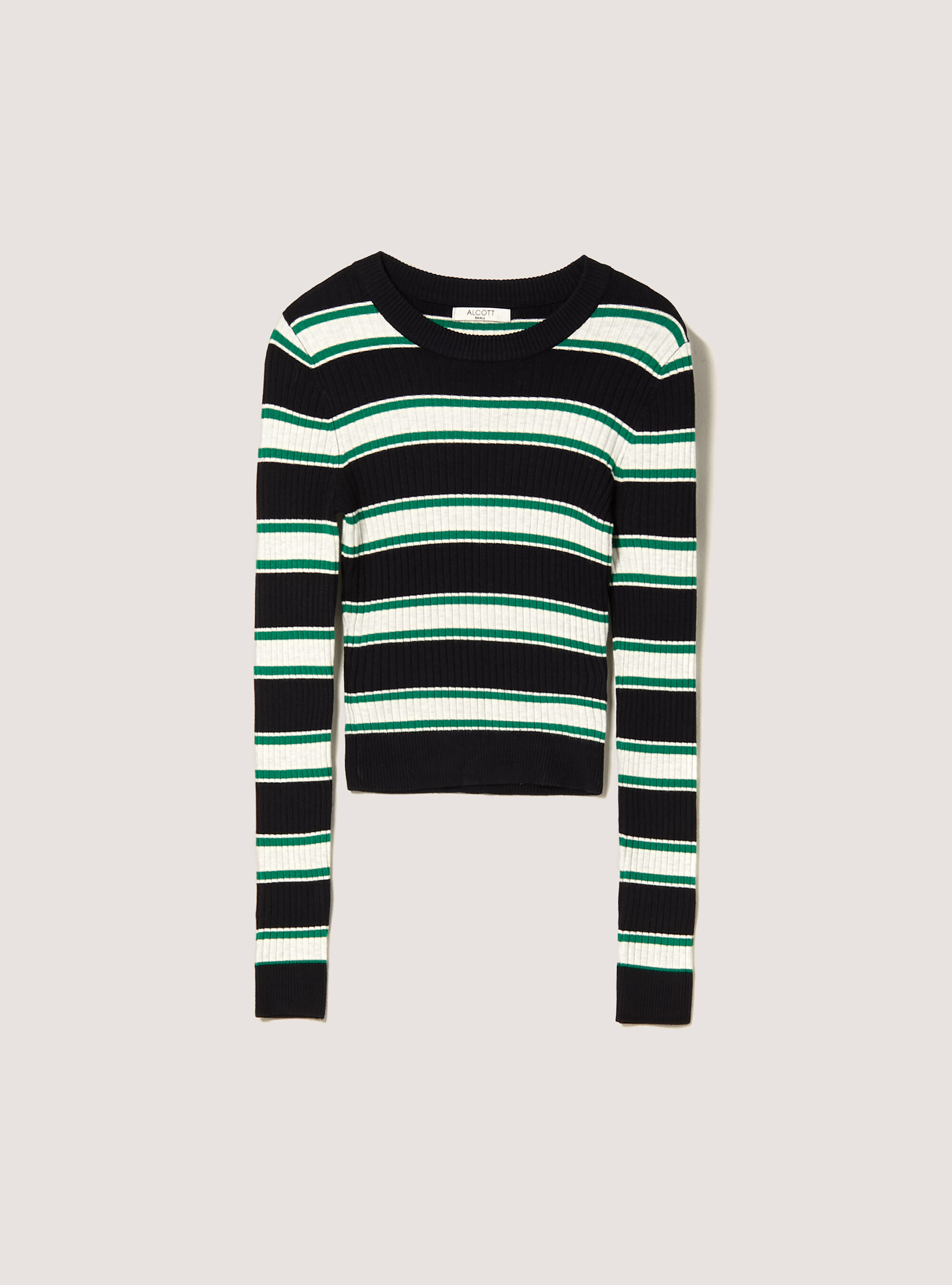 Ribbed cropped pullover, BK1 BLACK