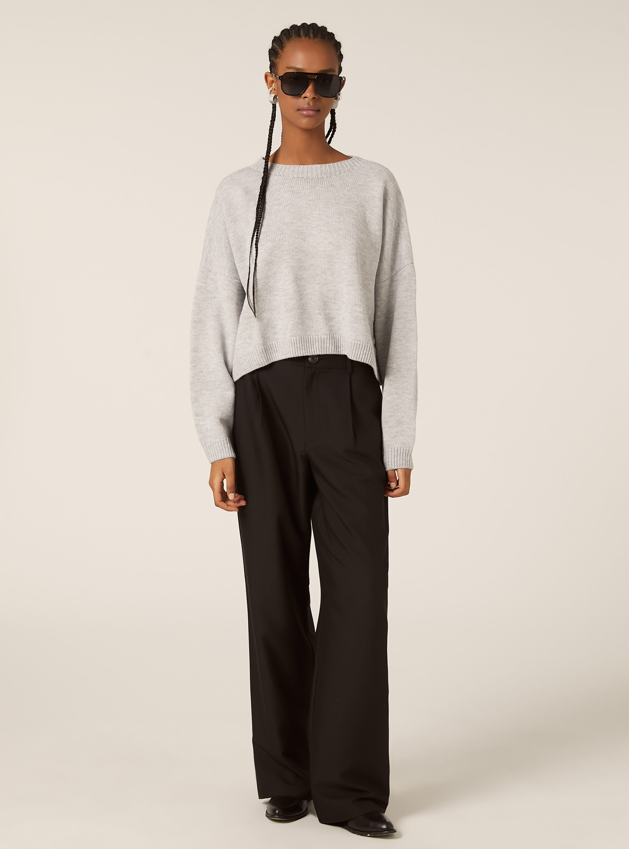 Jersey b&aacute;sico de cuello redondo, MGY2 GREY MEL MEDIUM