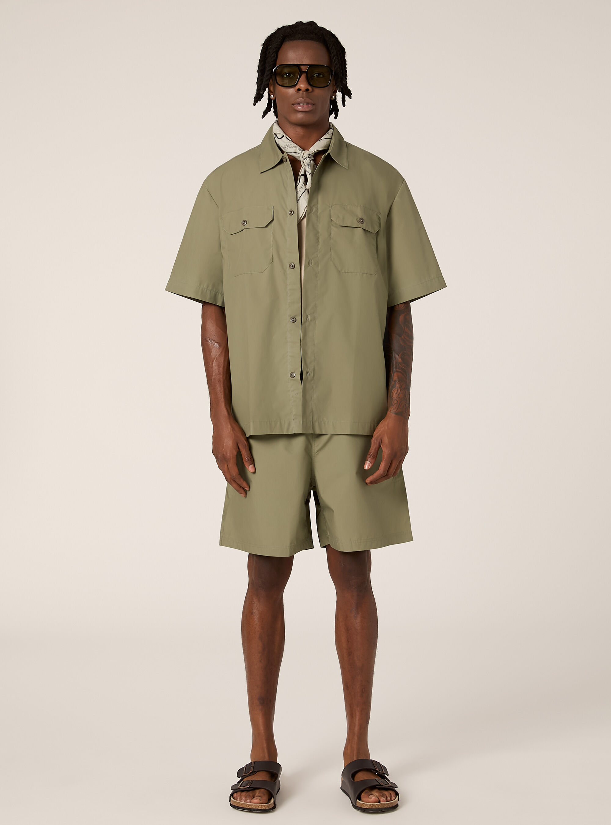 Boxy Fit Poplin Shirt, KY2 KAKY MEDIUM