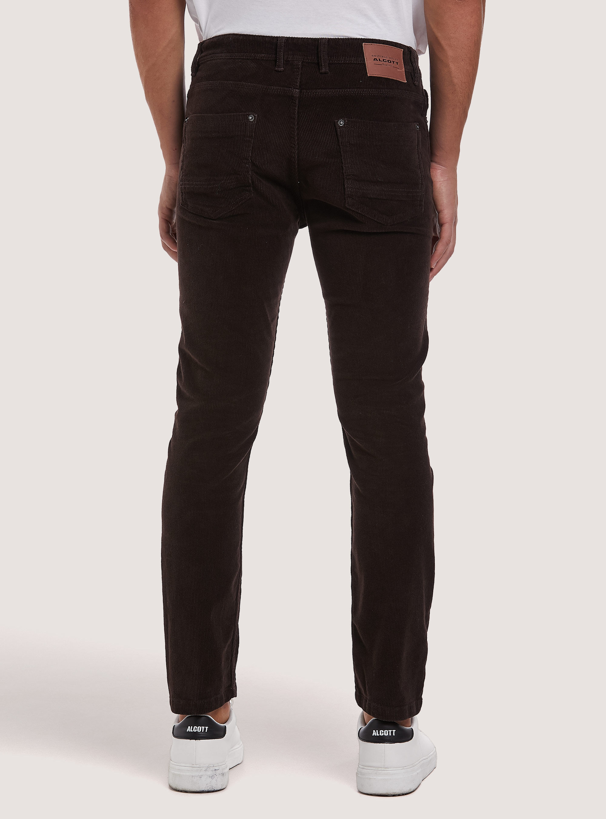 Corduroy skynny fit trousers, BR1 BROWN DARK