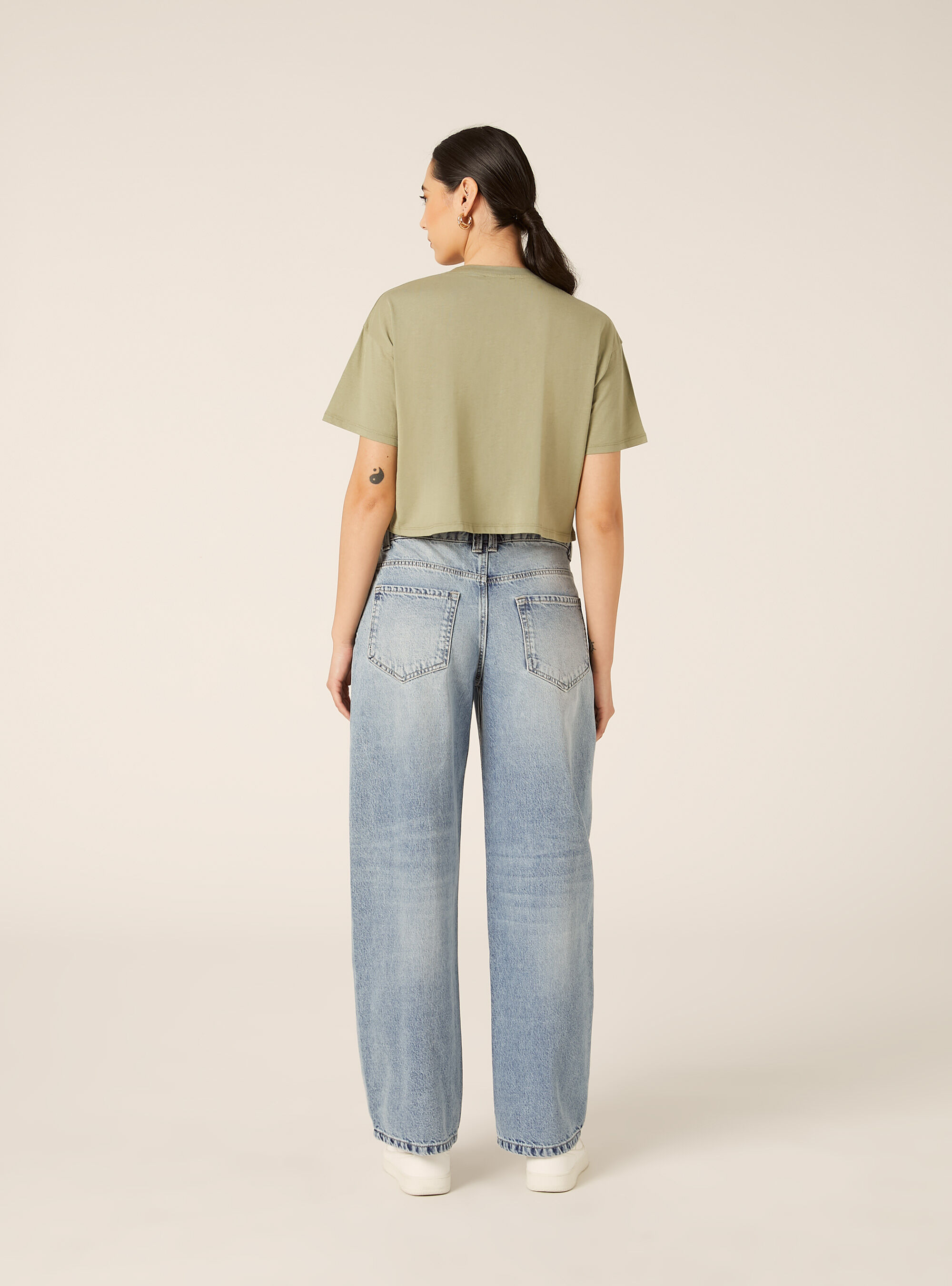 T-shirt crop over tinta unita, KY2 KAKY MEDIUM