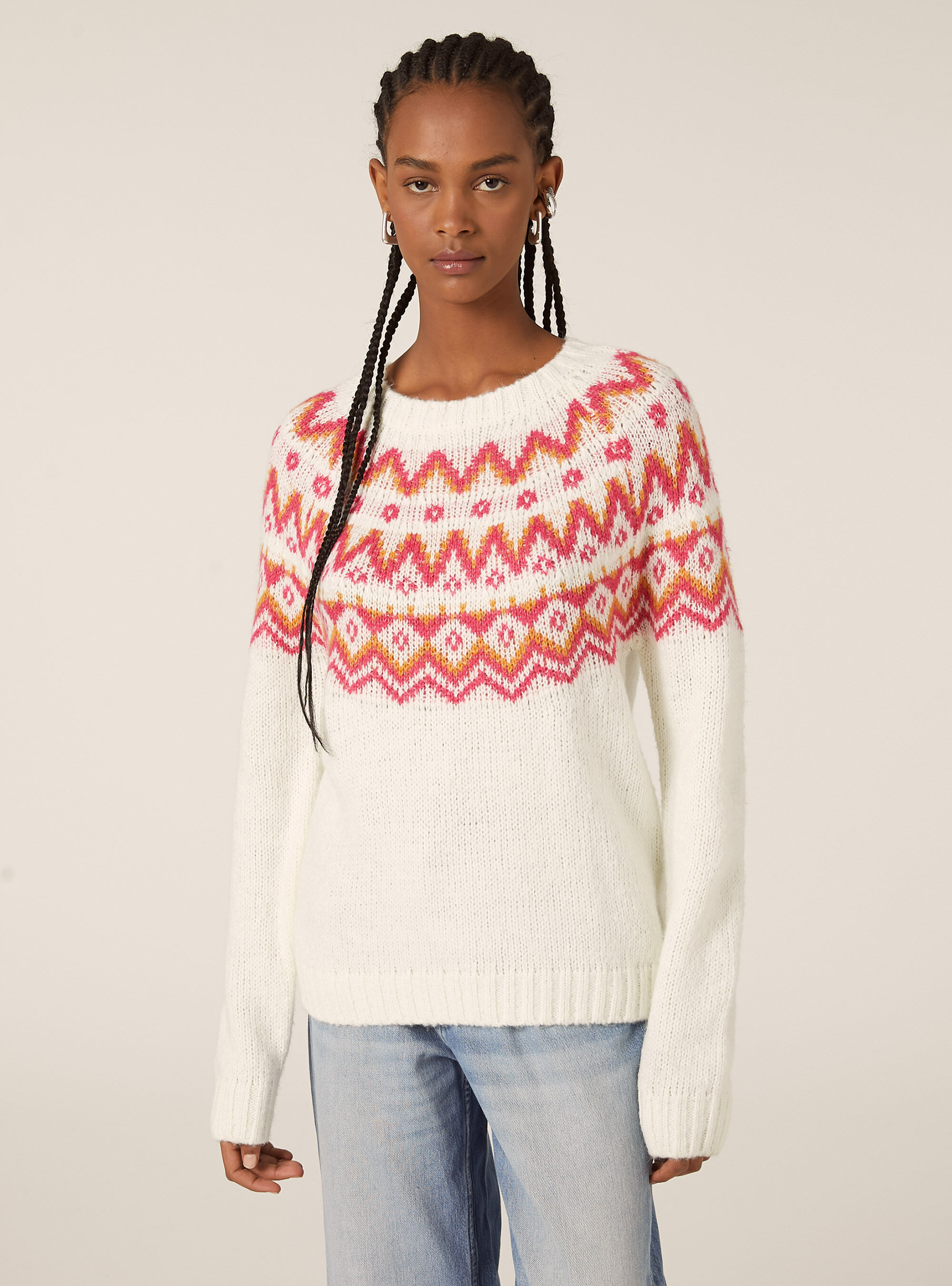 Jersey con motivo jacquard, MBG2 BEIGE MEL MED