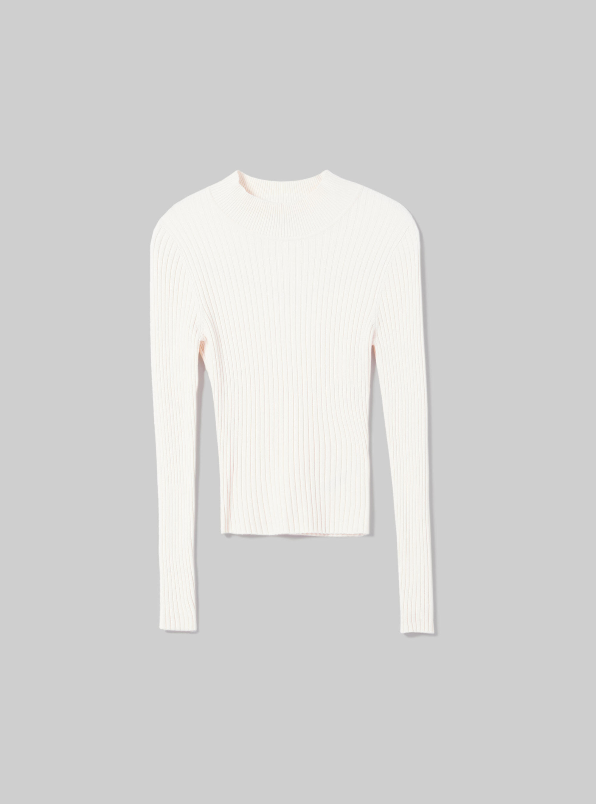 Cropped ribbed half-neck pullover, WH1 OFF WHITE