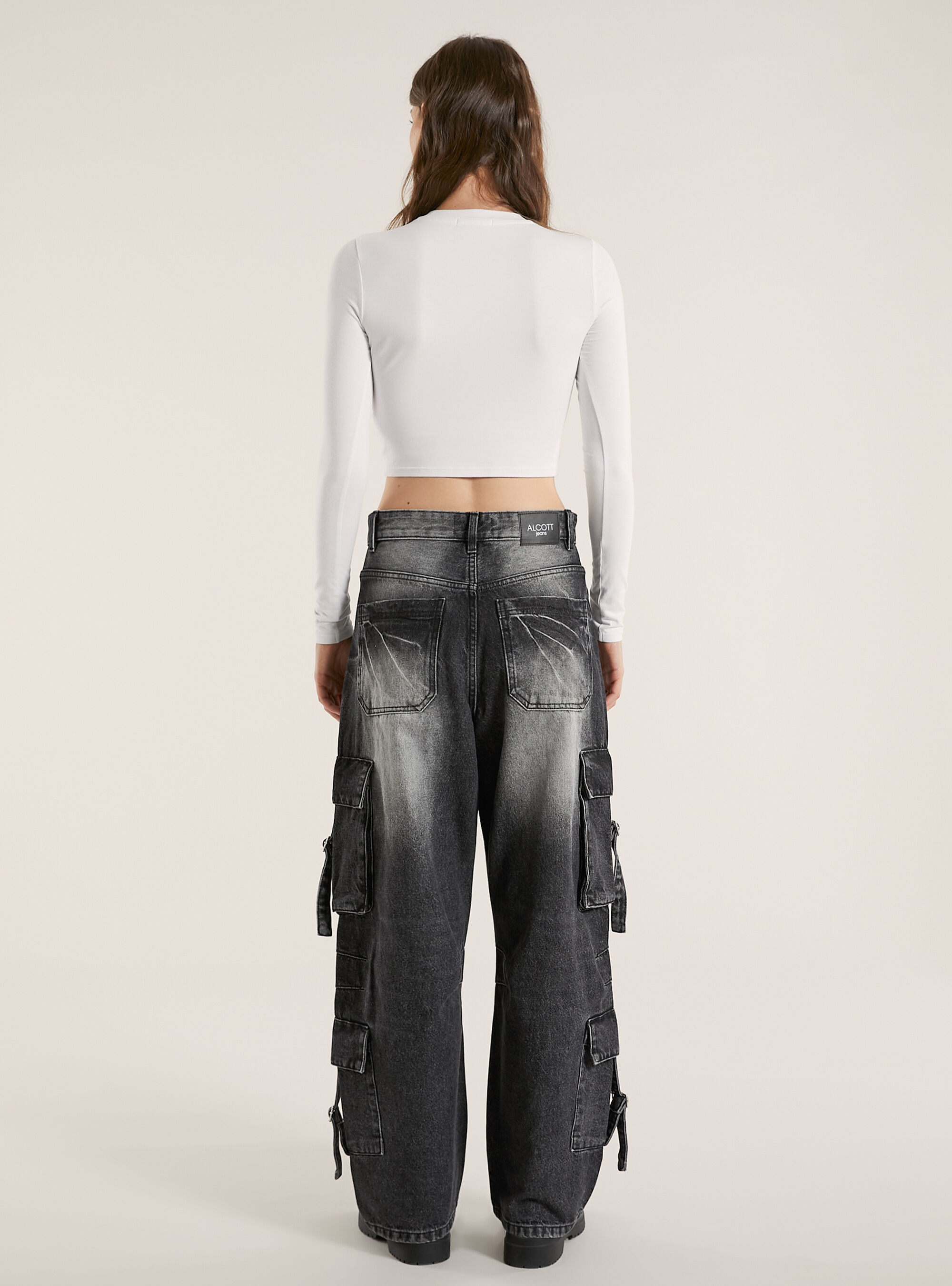 Cargo Jeans in Baggy Fit Passform mit Bandern Alcott Jeans Donna