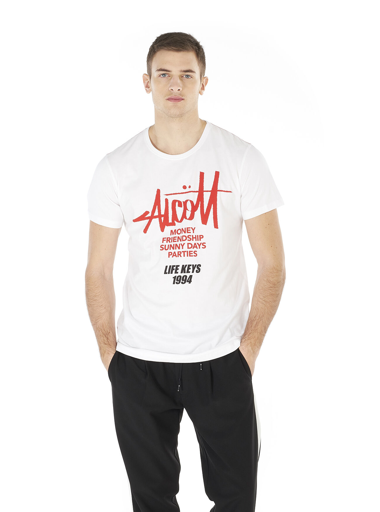 Maglietta con logo frontale, C099 WHITE