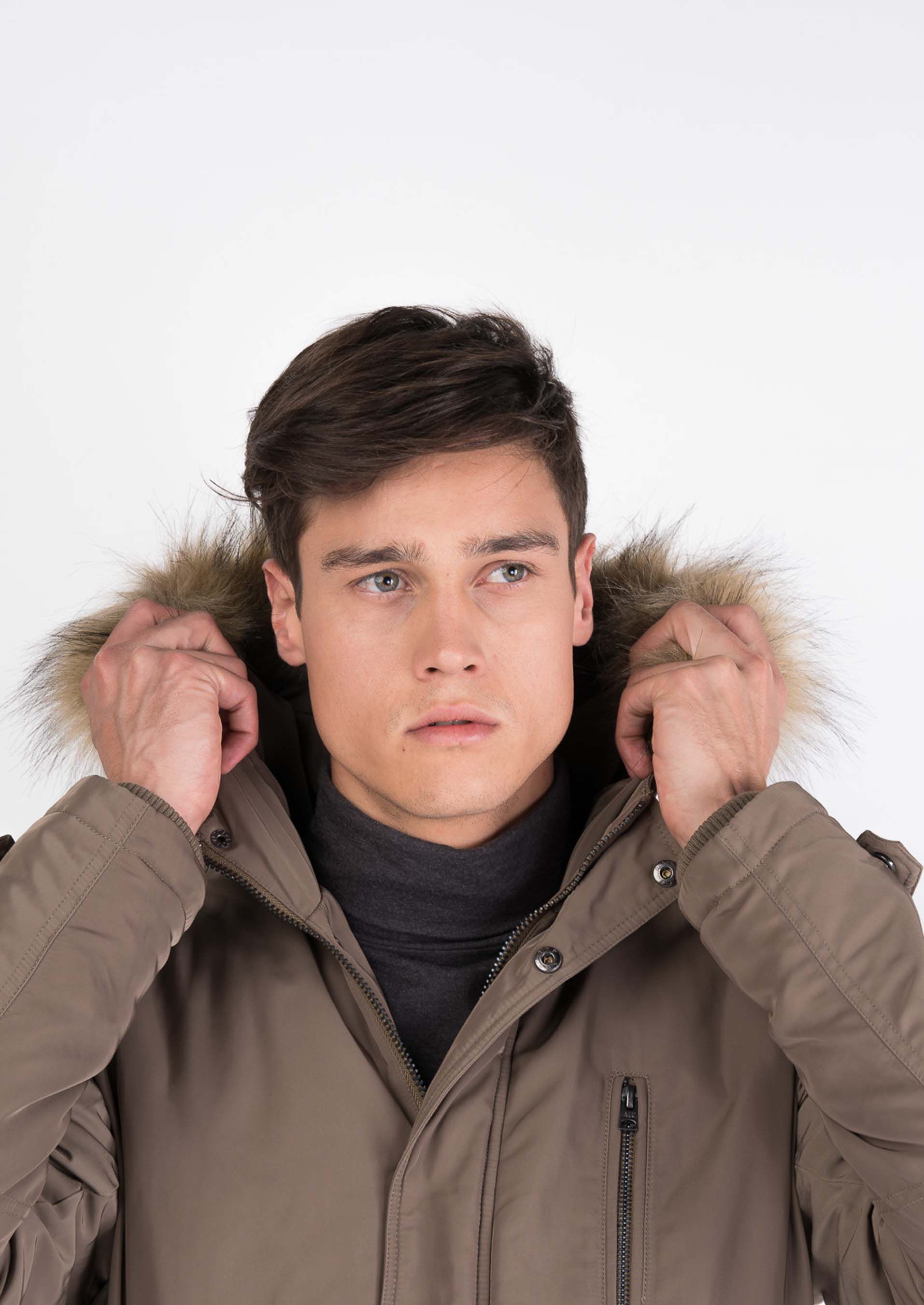 Parka imbottito con cappuccio, ECRU
