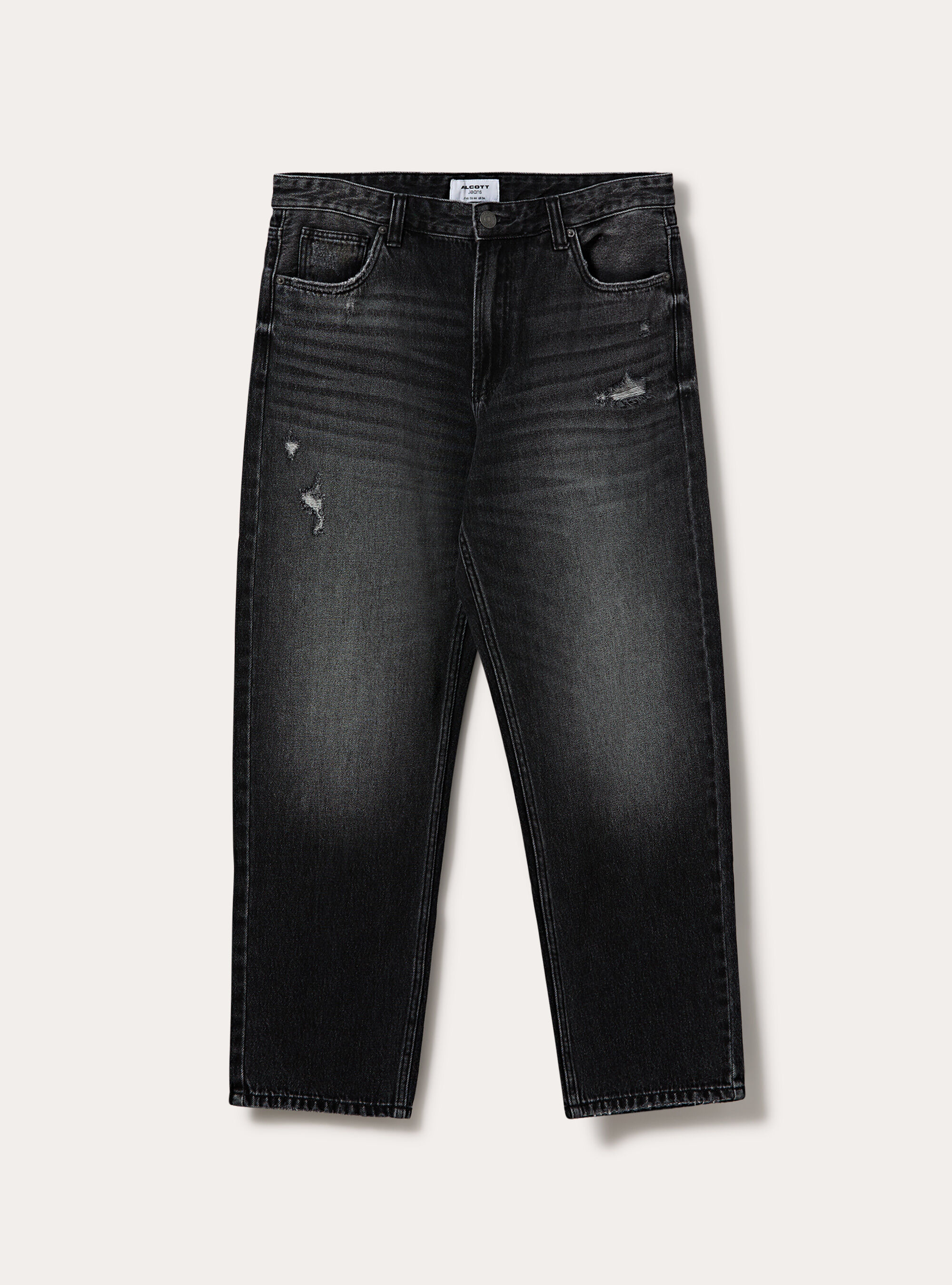 Pantalone in denim tapered fit, D000 BLACK