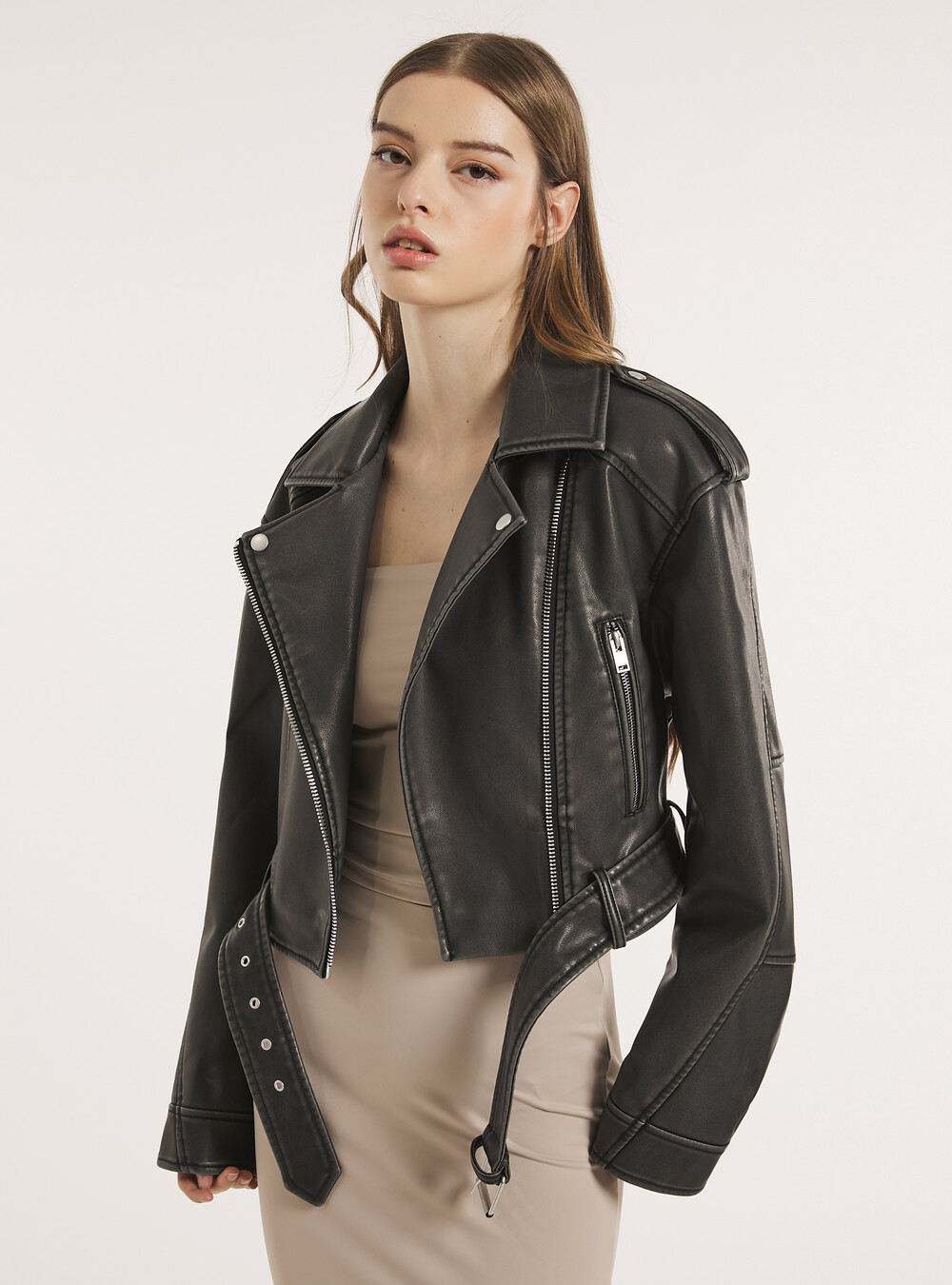 Giubbotto biker effetto pelle Vintage