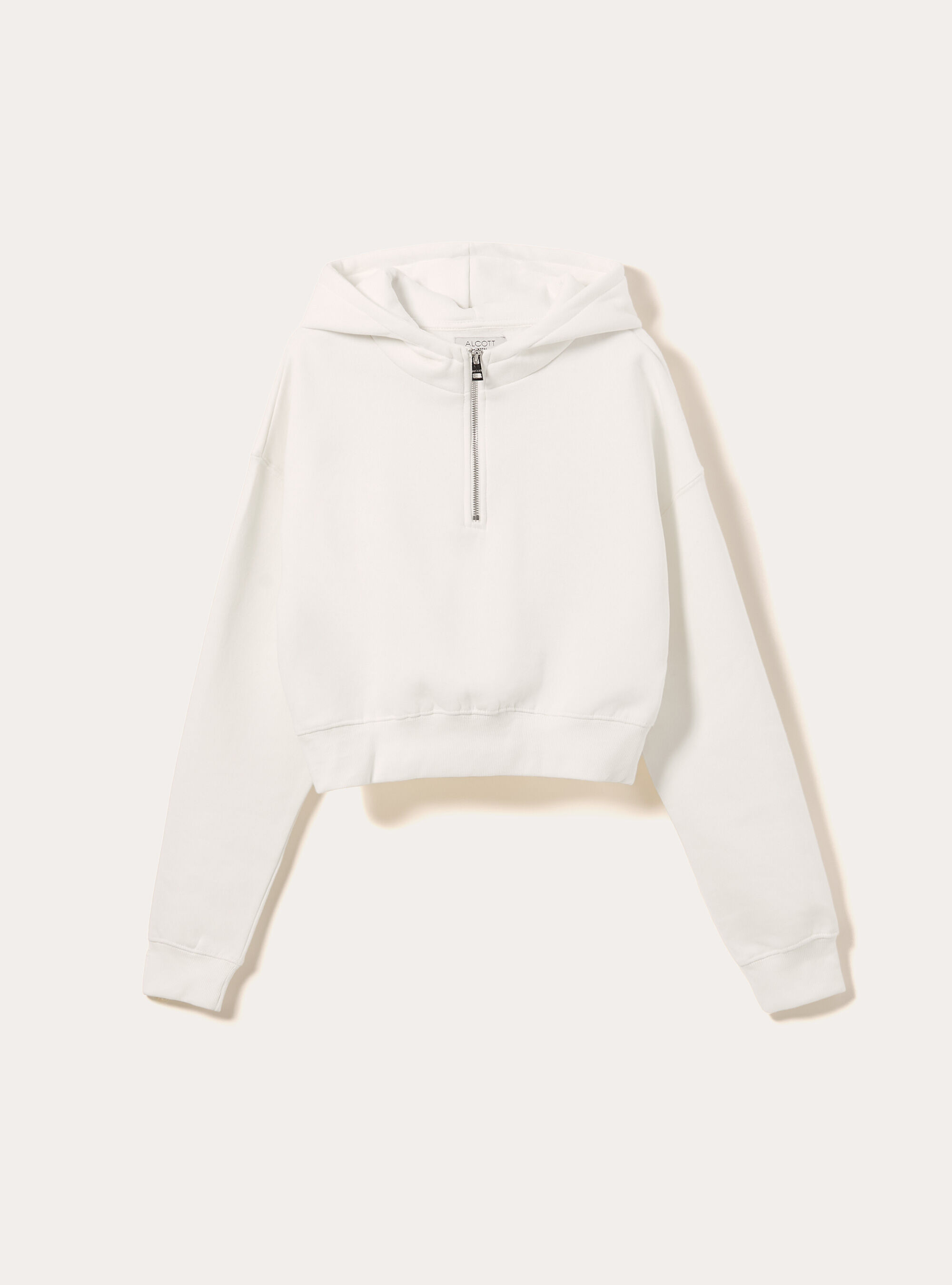 Sweat-shirt coupe carr&eacute;e avec demi-zip, WH2 WHITE