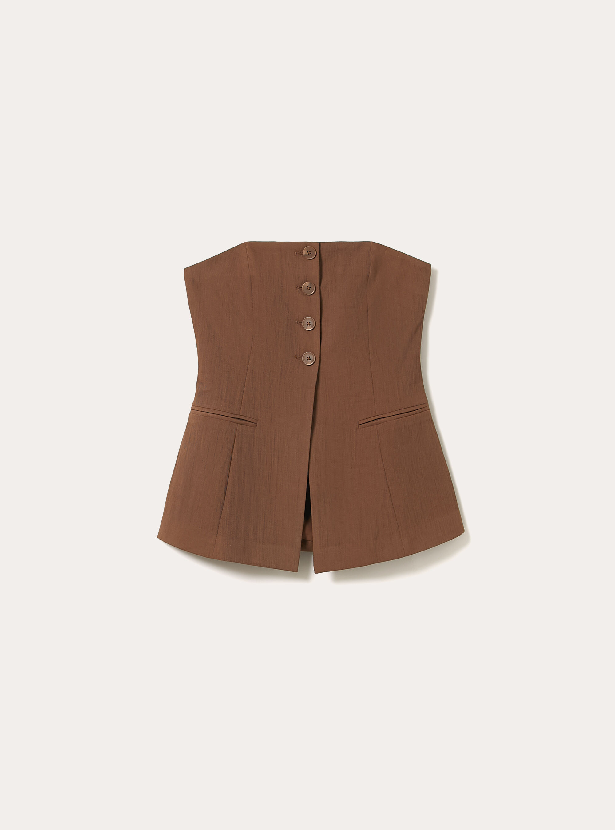 Chaleco cruzado con textura, BR2 BROWN MEDIUM