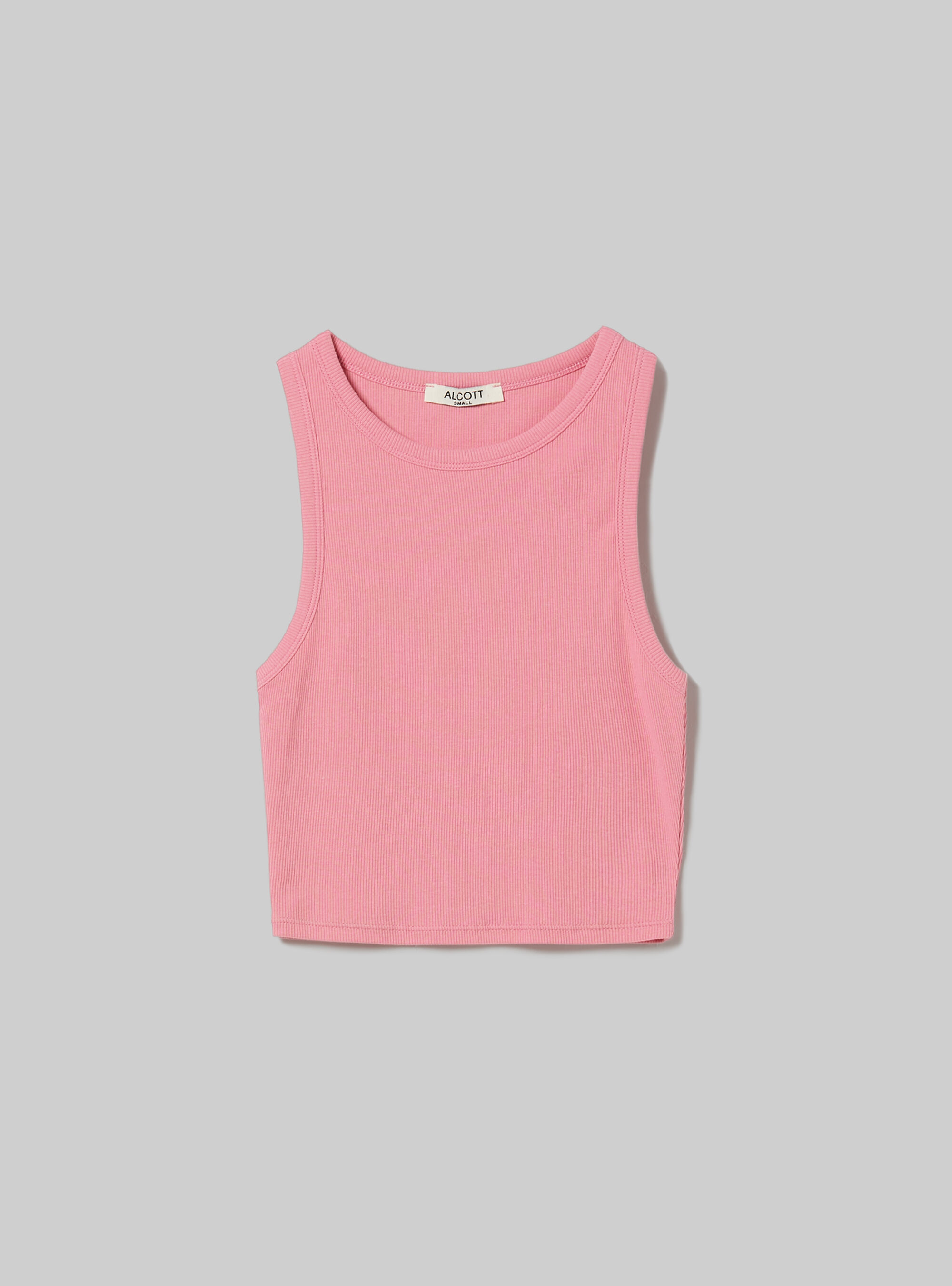 Cropped cotton tank top, PK2 PINK MEDIUM