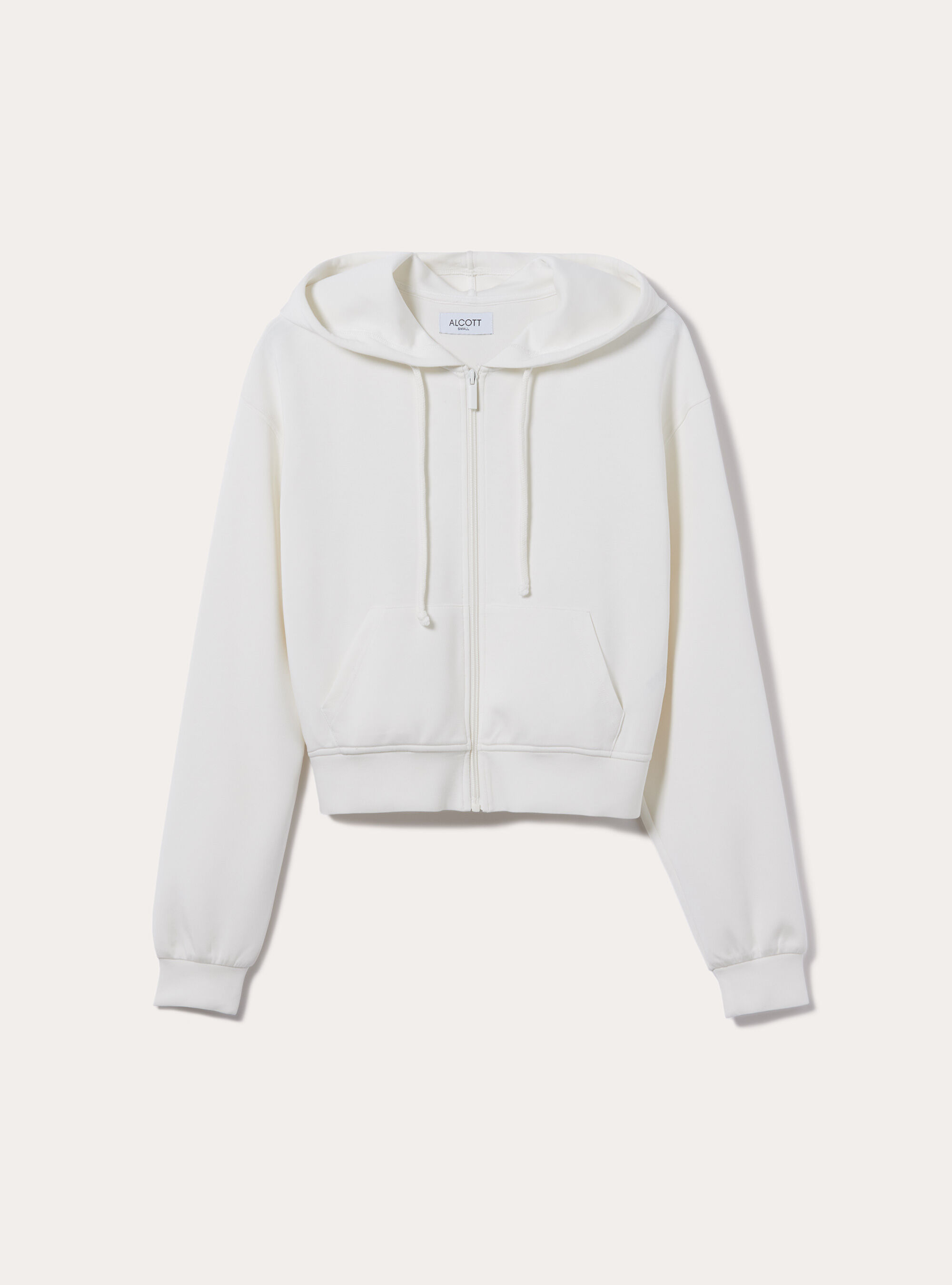 Sweatshirt court zipp&eacute; en scuba doux, WH2 WHITE