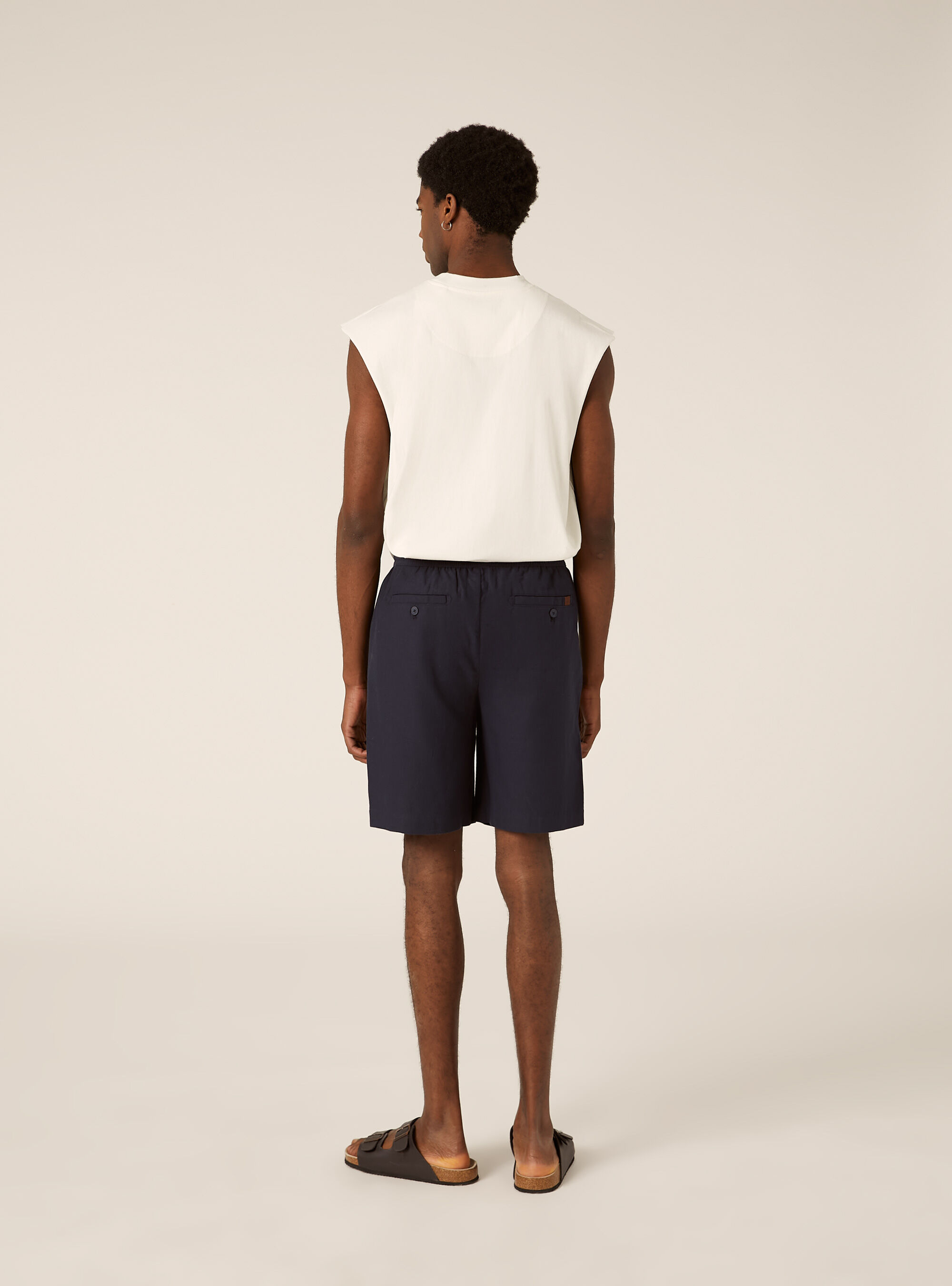 Leinen-Bermudas mit Kordelzug, NA1 NAVY DARK