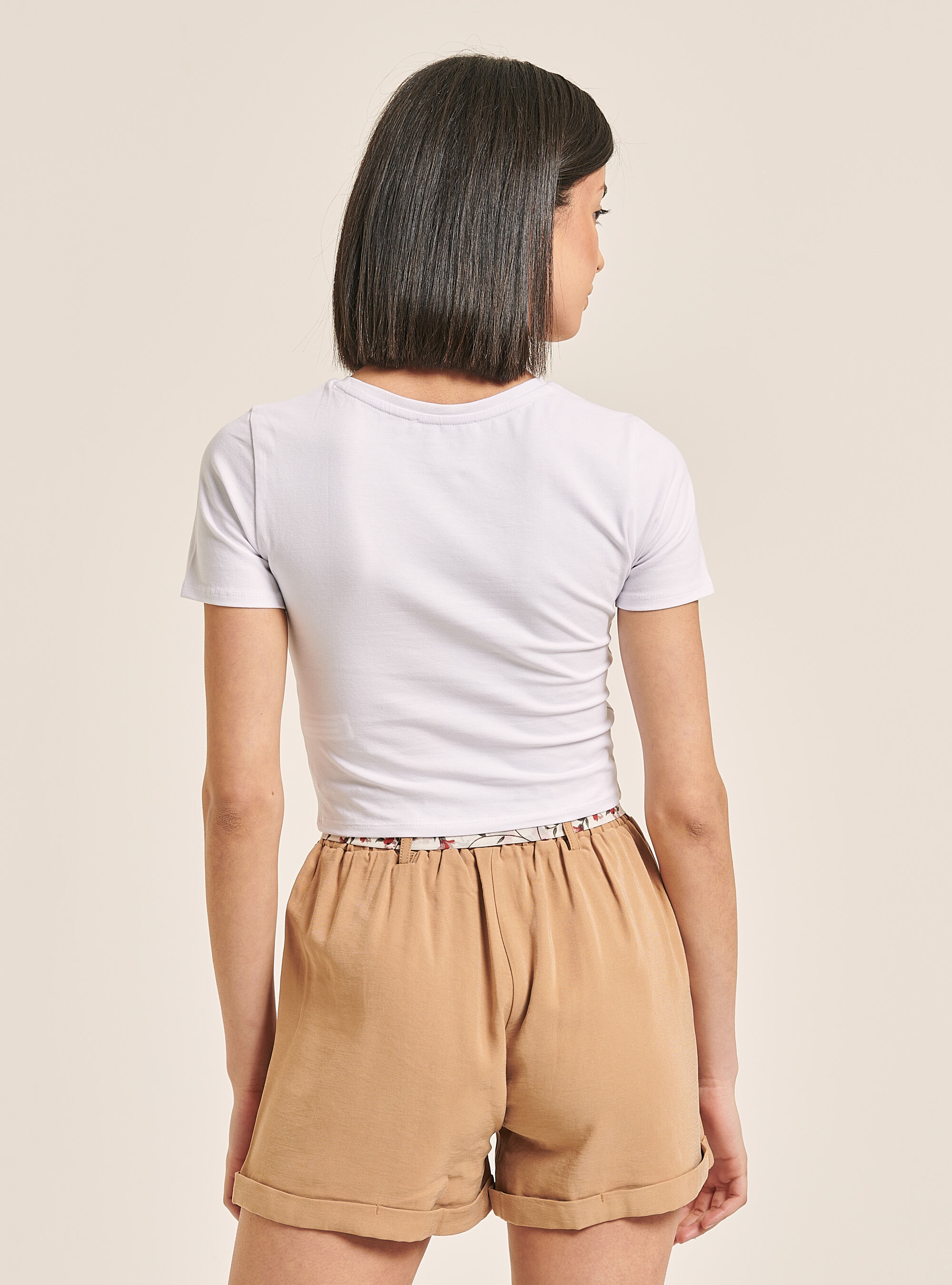 Maglietta cropped con stampa Queen Forever, WH3 WHITE