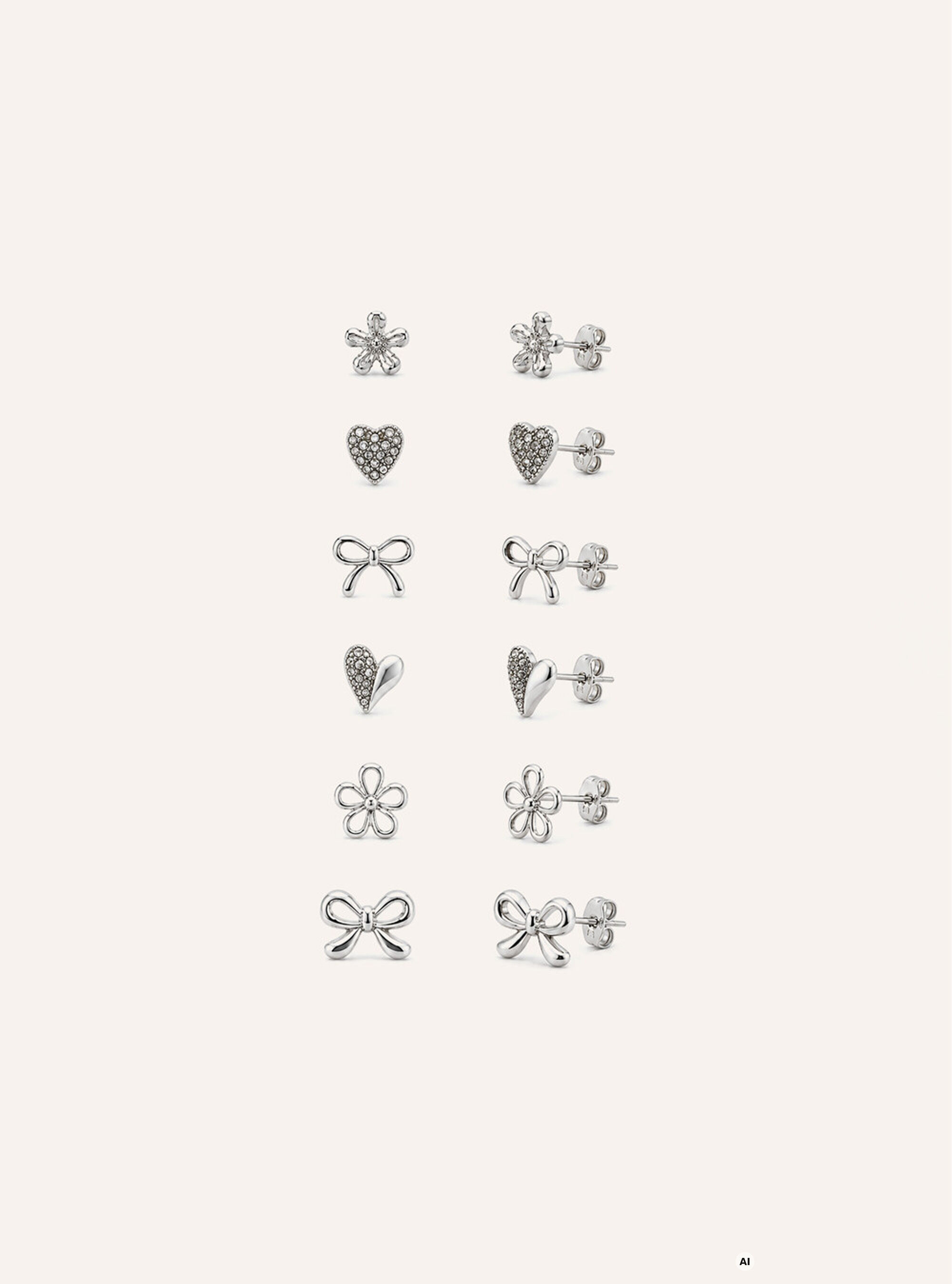 Set of stud earrings with assorted shapes