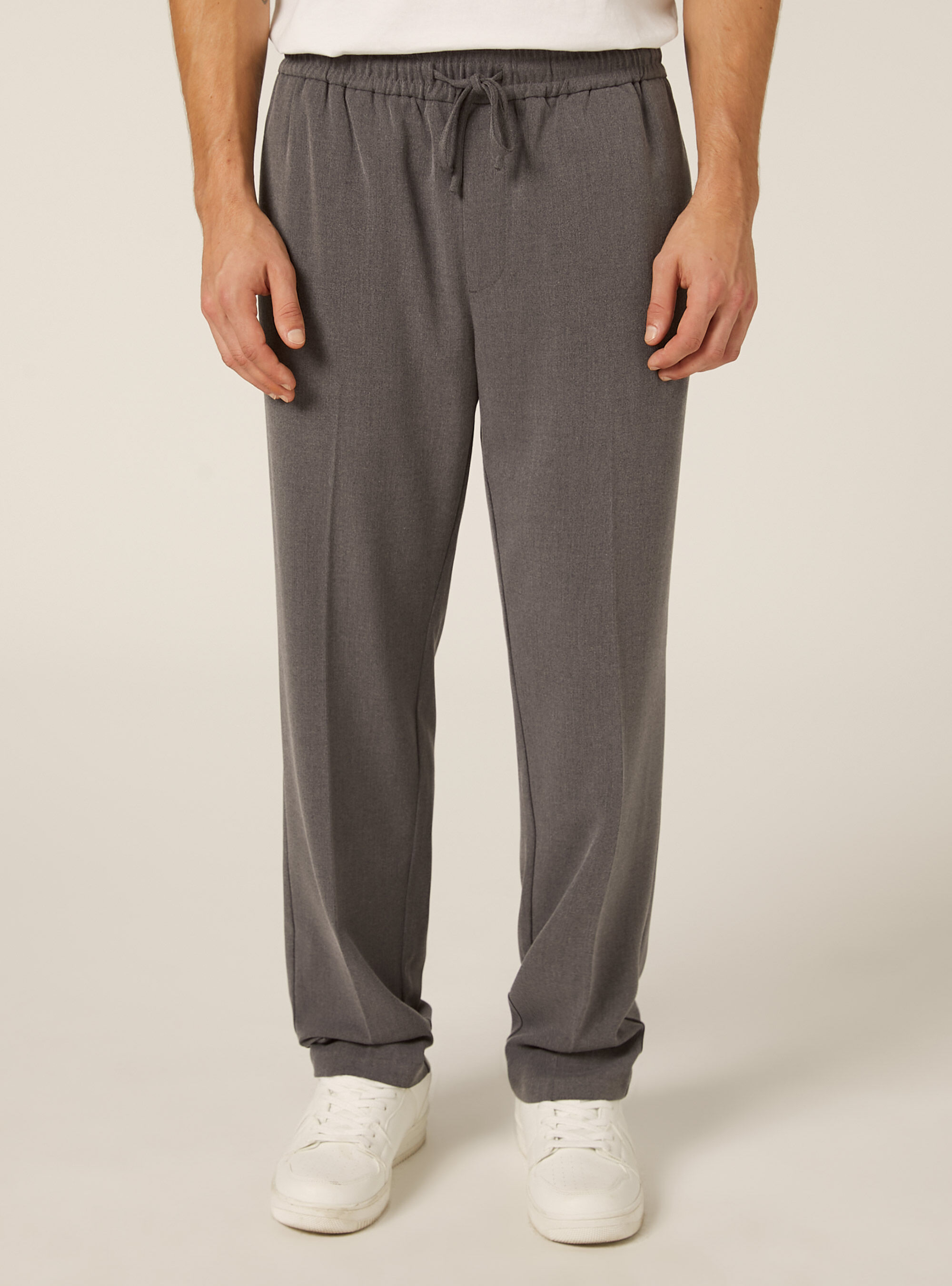 Pantalon jogger en twill, MGY1 GREY MEL DARK