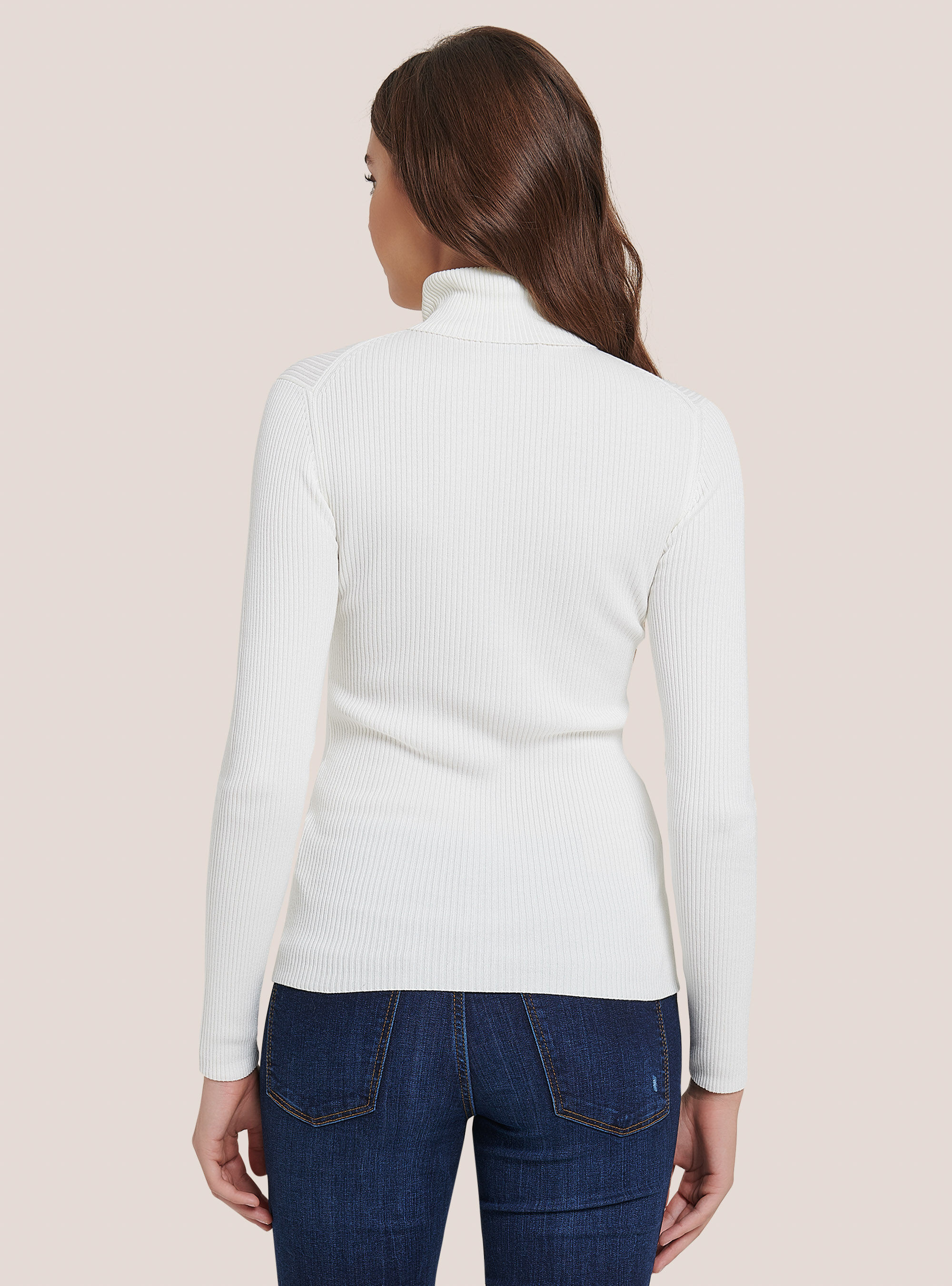 Maglia a collo alto a coste, WH2 WHITE